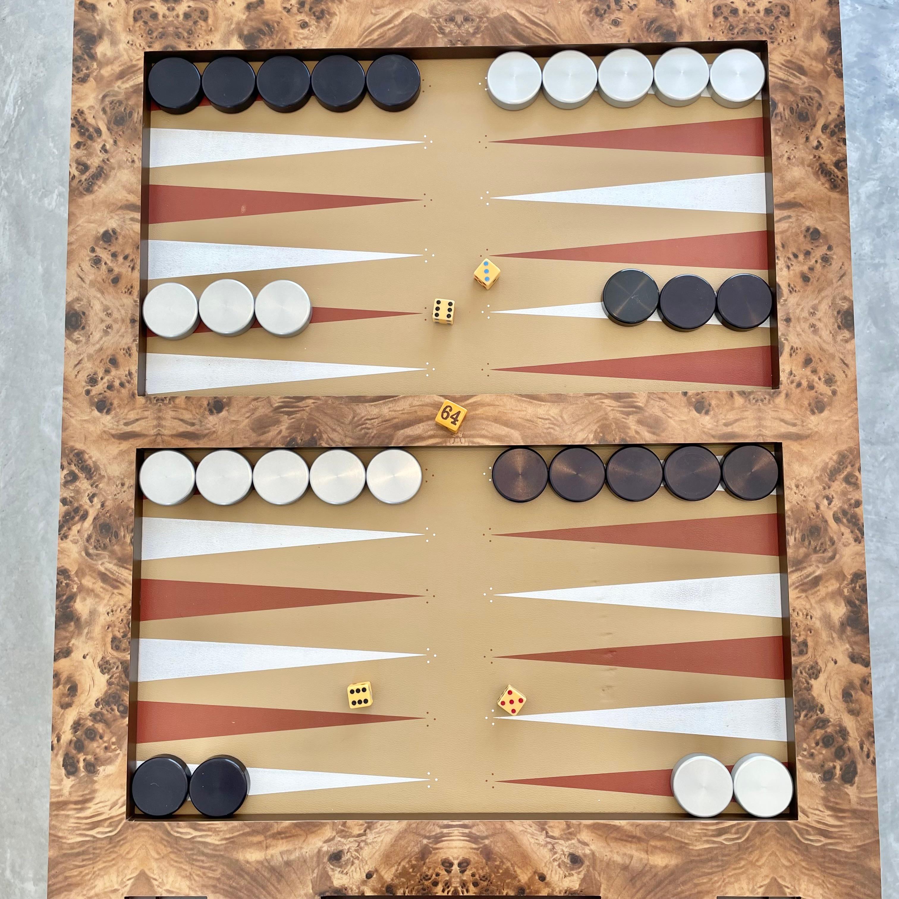 Burl Wood Backgammon Table, 1970s, USA In Good Condition In Los Angeles, CA