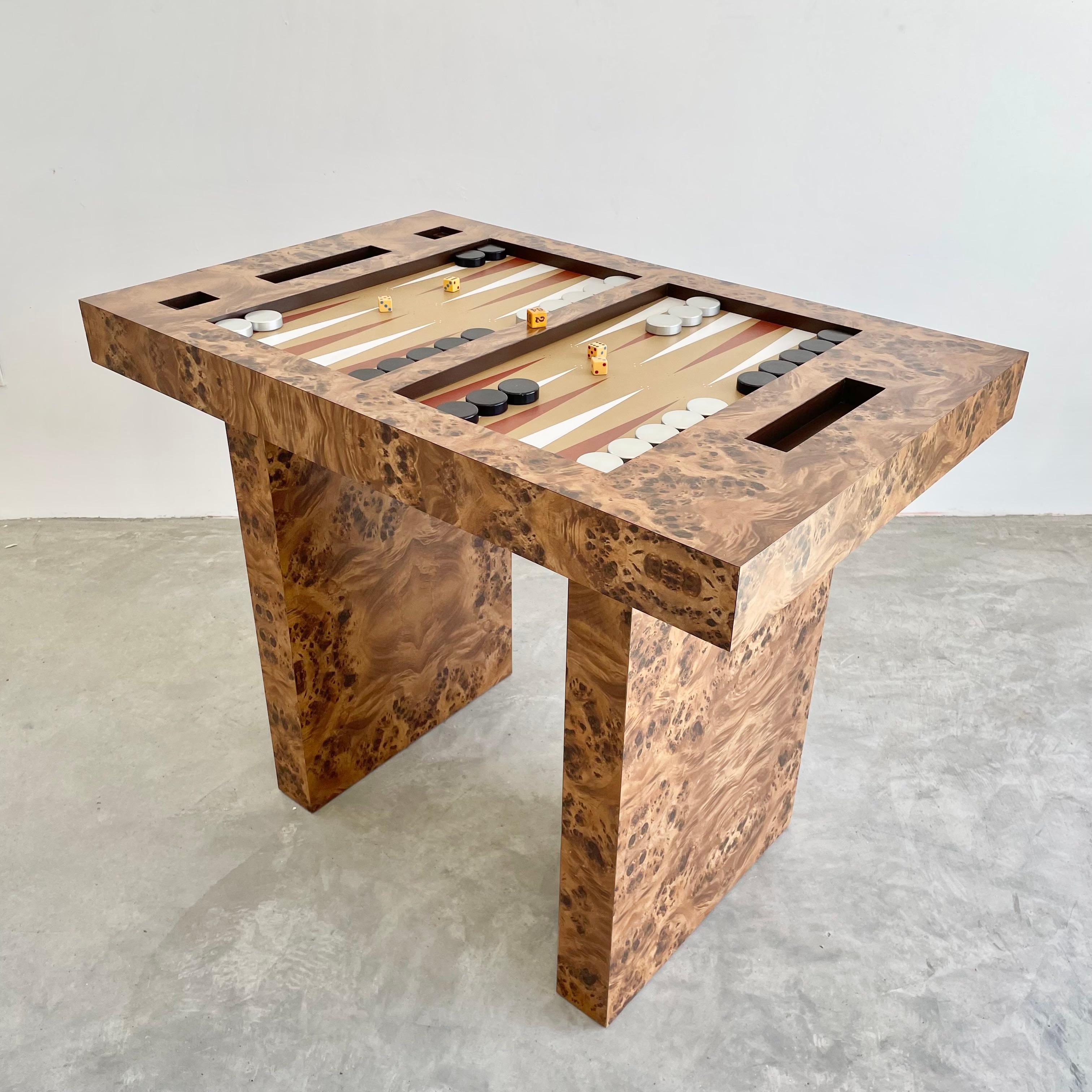 Late 20th Century Burl Wood Backgammon Table, 1970s, USA