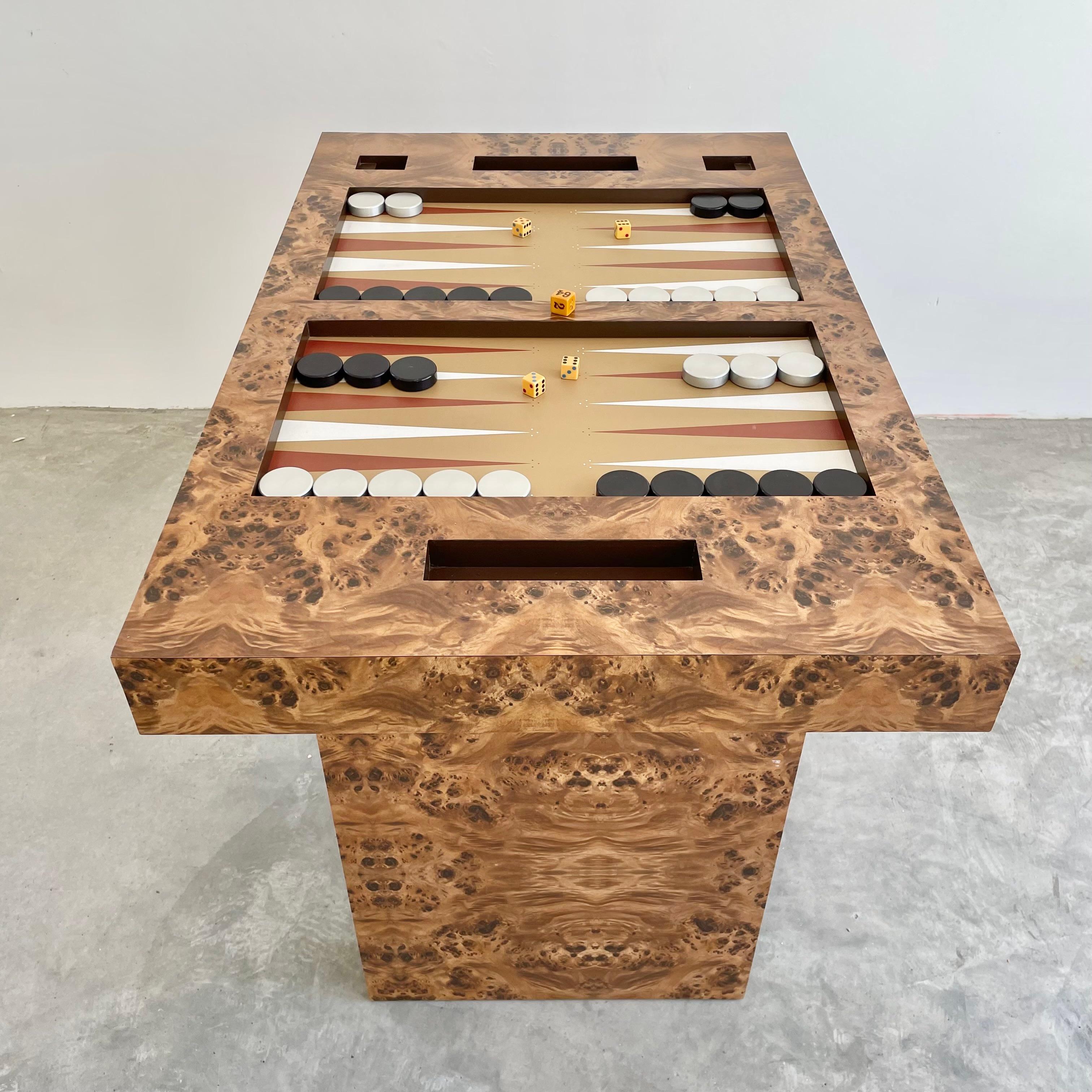 Burl Wood Backgammon Table, 1970s, USA 1