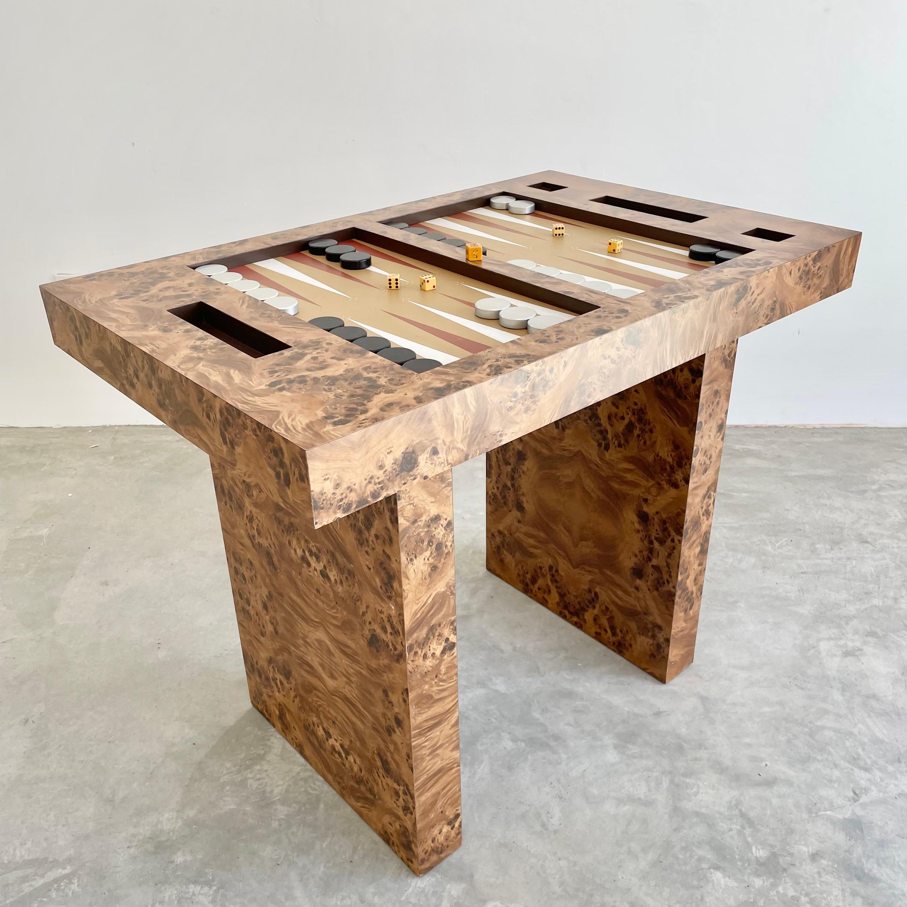 Burl Wood Backgammon Table, 1970s, USA 2