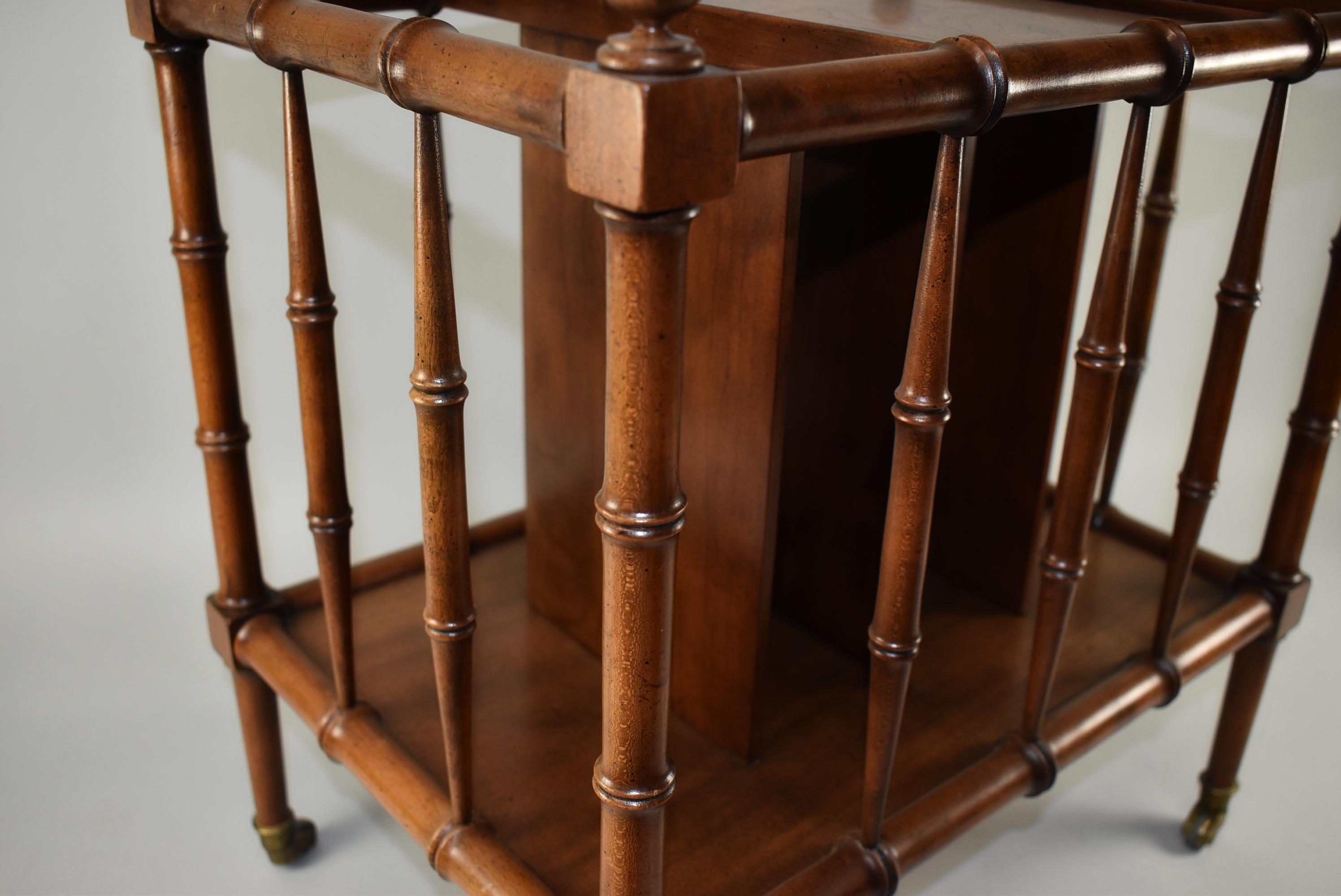 20th Century Burl Wood Bamboo Form Magazine Stand by Baker Furniture