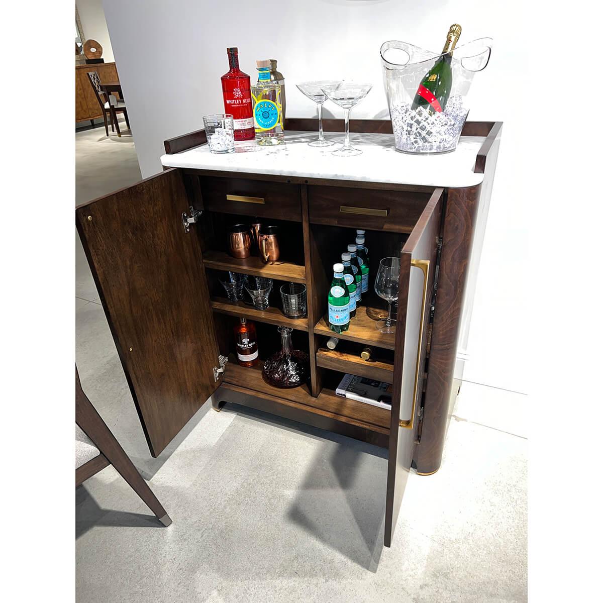 Mid-Century Modern Burl Wood Bar Cabinet For Sale
