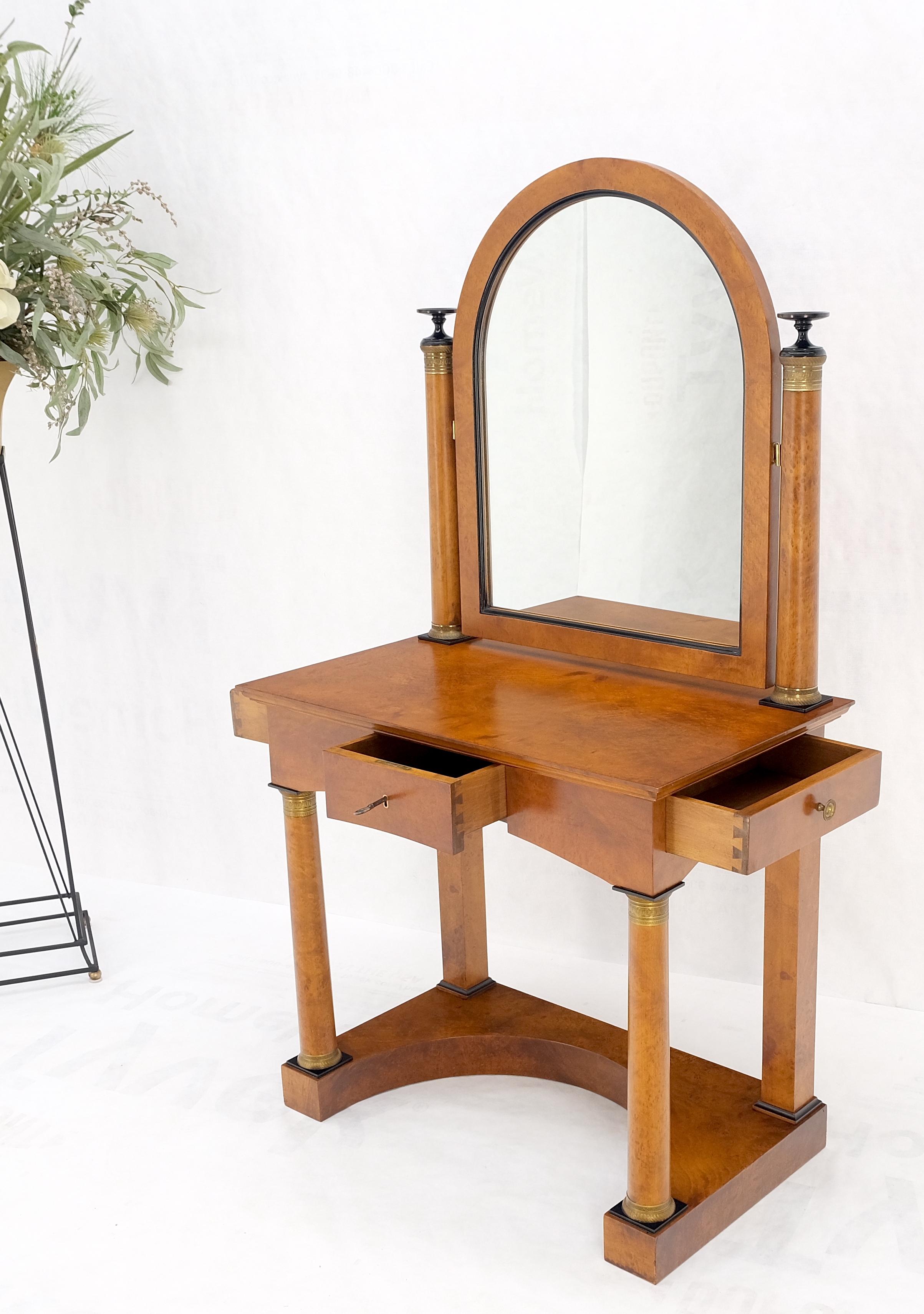 Burl Wood Biedermeier Dressing Table Mirror Matching Chair Cane Seat Mint! For Sale 6