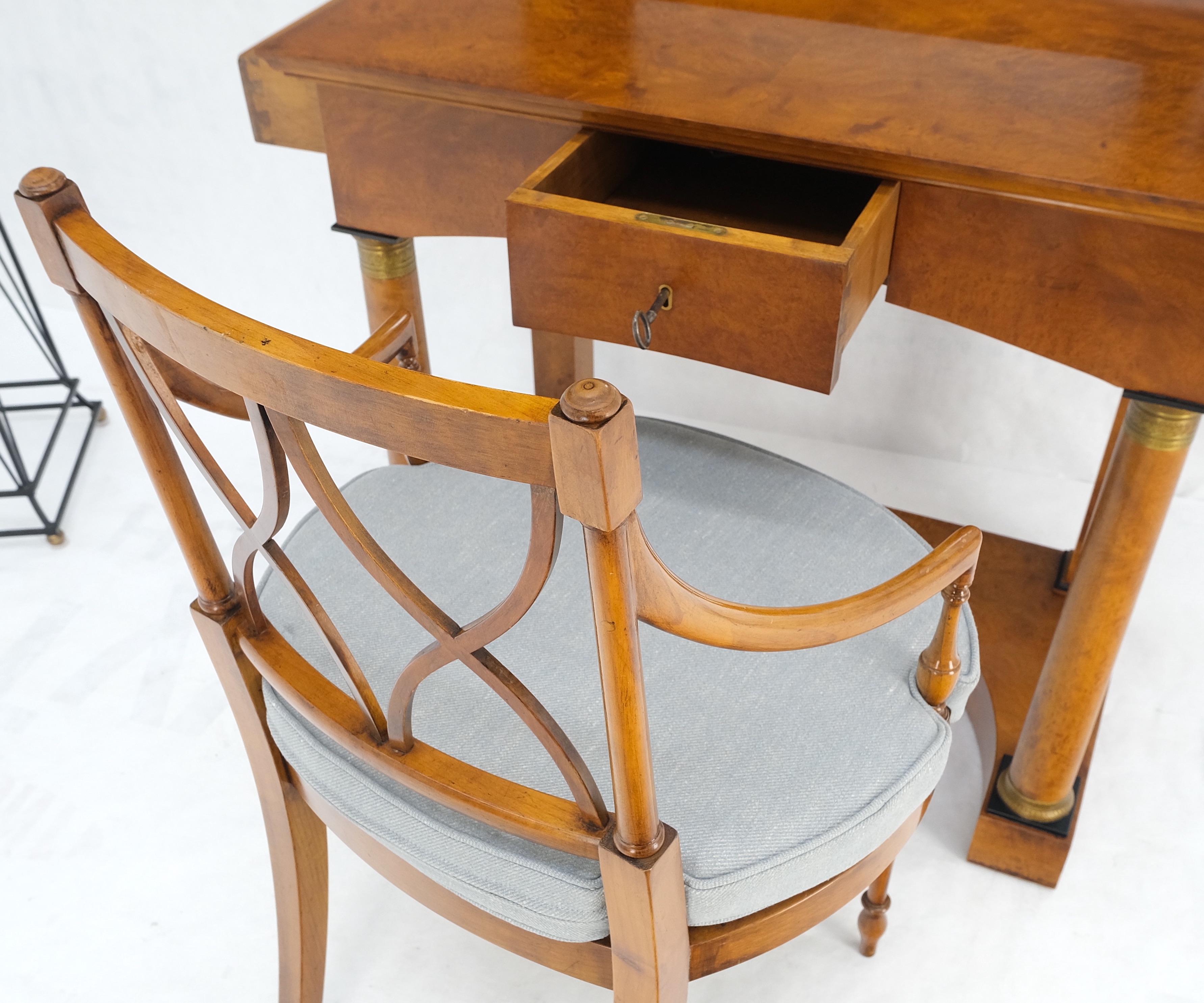 Burl Wood Biedermeier Dressing Table Mirror Matching Chair Cane Seat Mint! For Sale 8