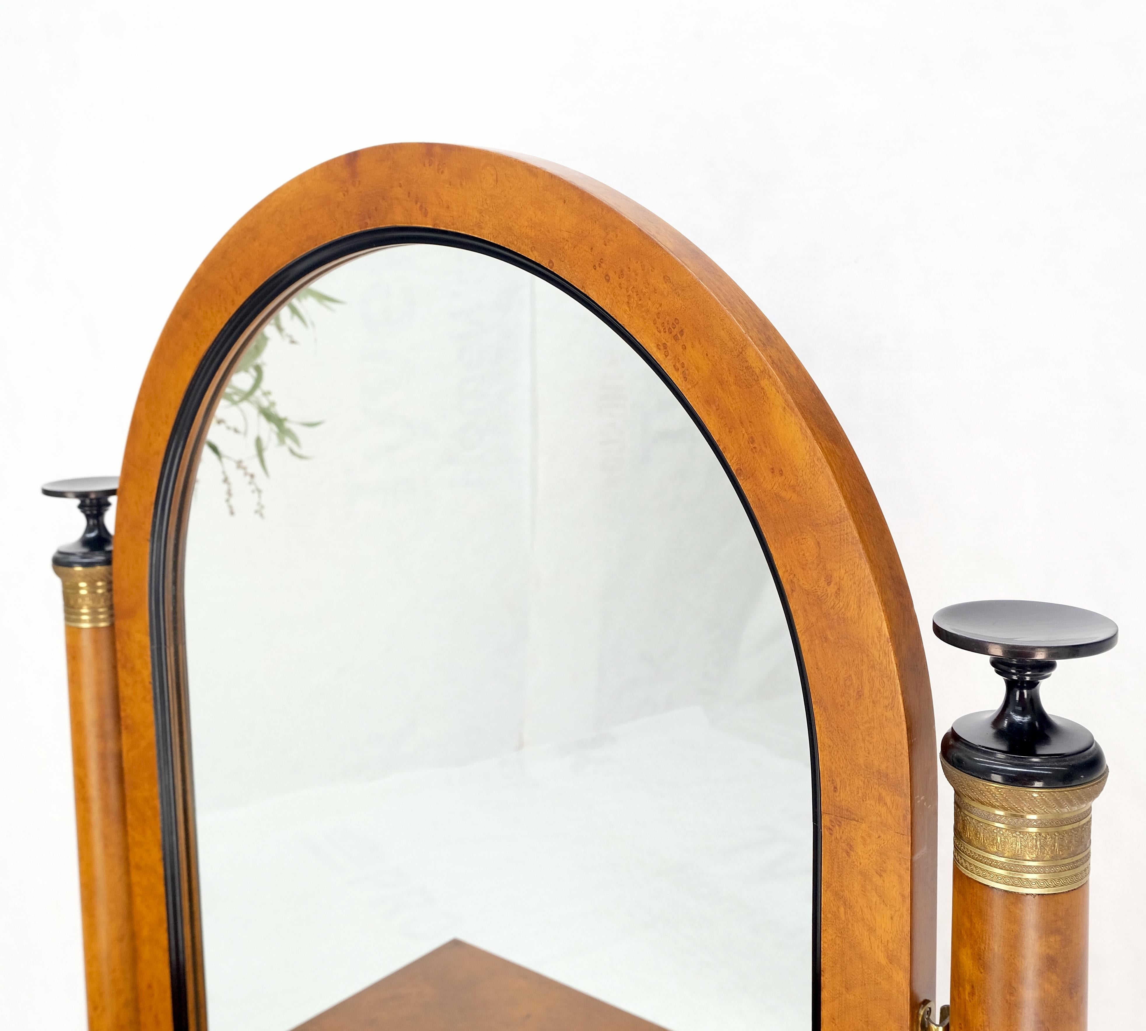 20th Century Burl Wood Biedermeier Dressing Table Mirror Matching Chair Cane Seat Mint! For Sale