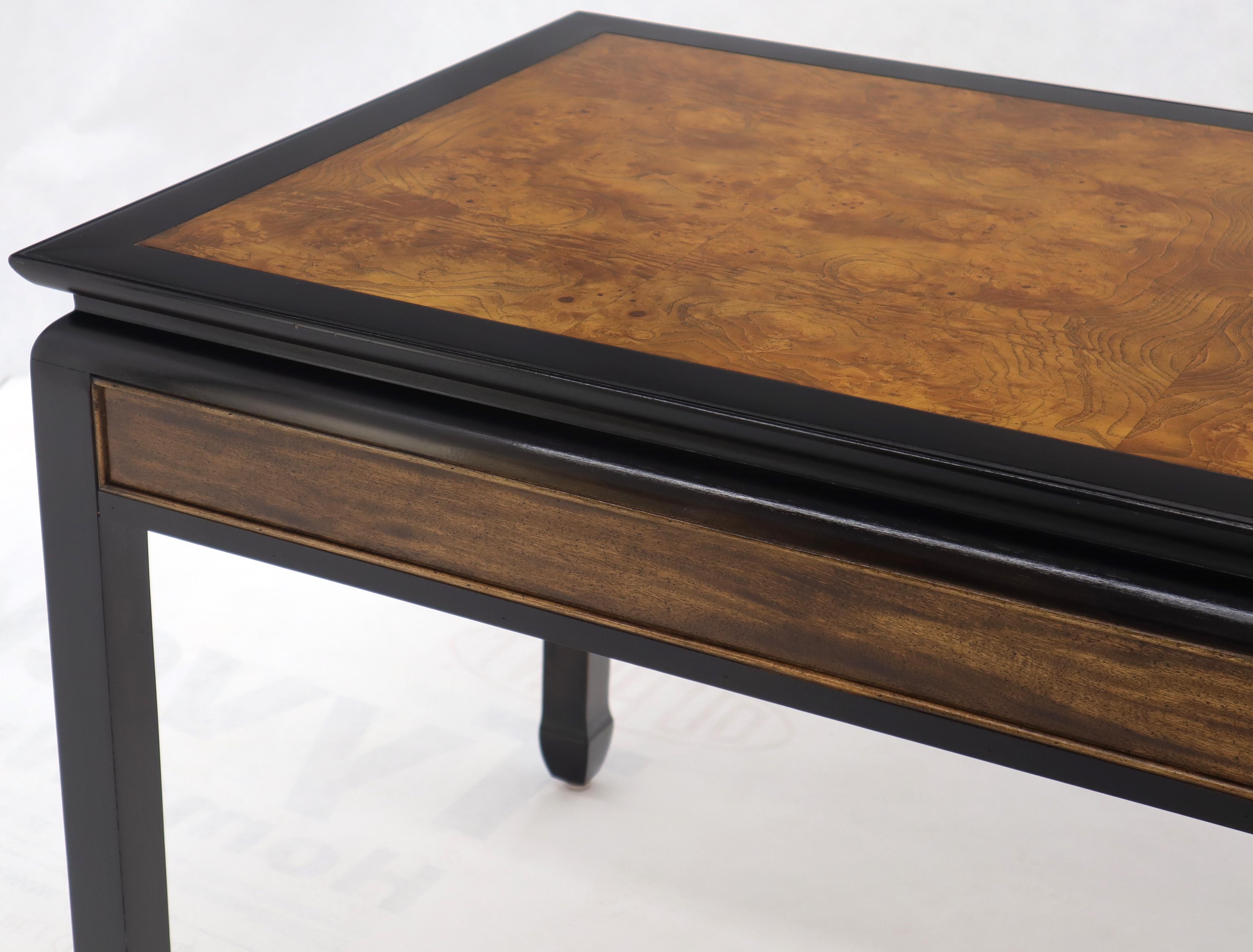 Burl Wood Black Lacquer Solid Brass Hardware Three-Drawer Desk Writing Table 4