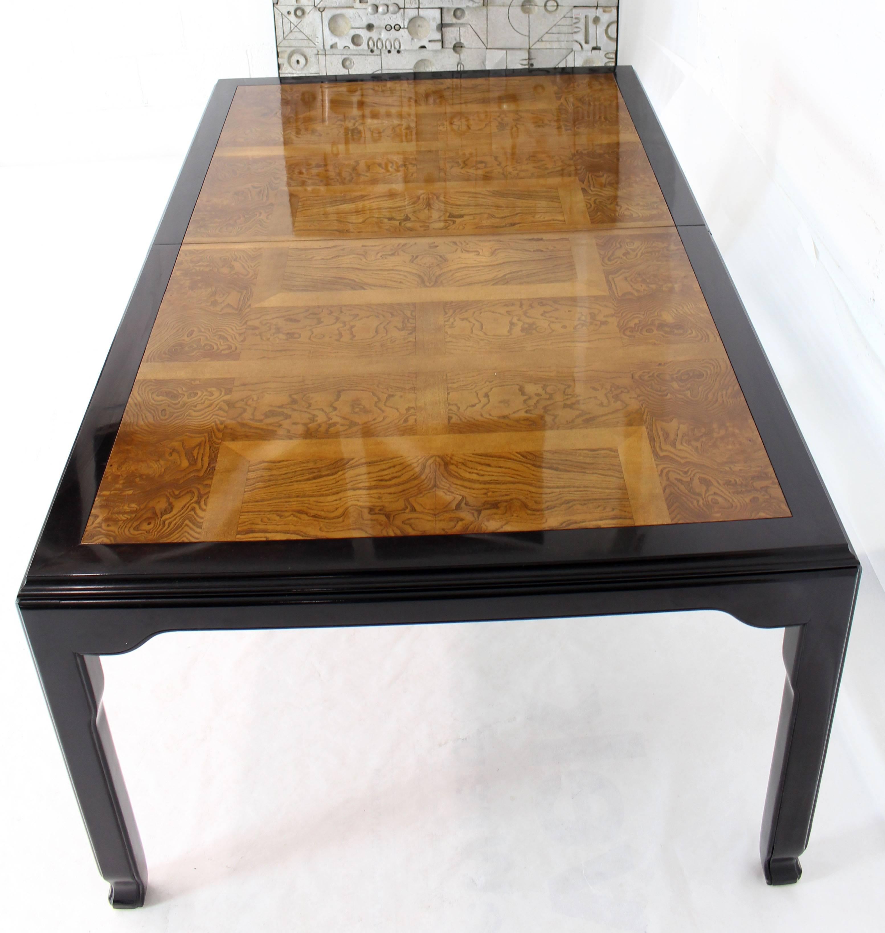 Burl Wood Black Lacquer Two Leaves Dining Table 3