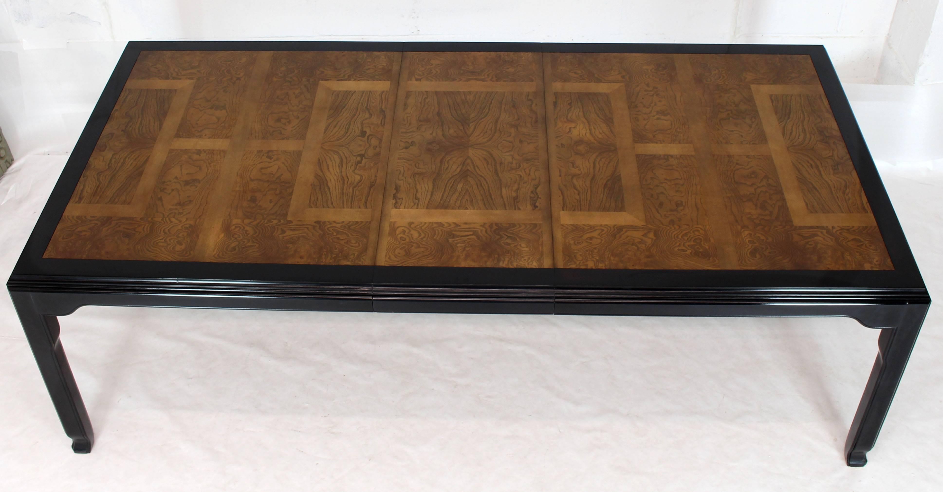 Burl Wood Black Lacquer Two Leaves Dining Table 4