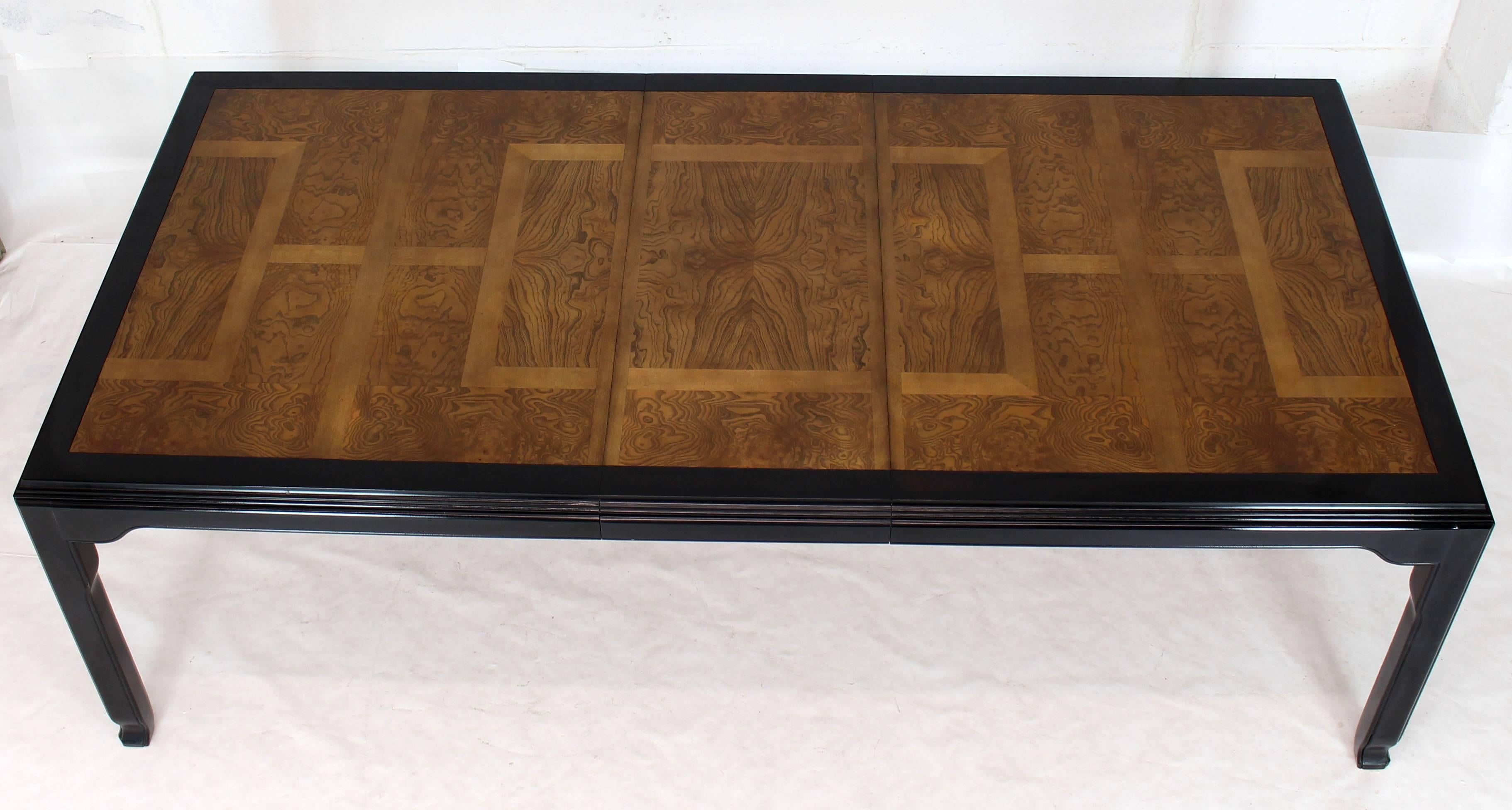 Burl Wood Black Lacquer Two Leaves Dining Table 5