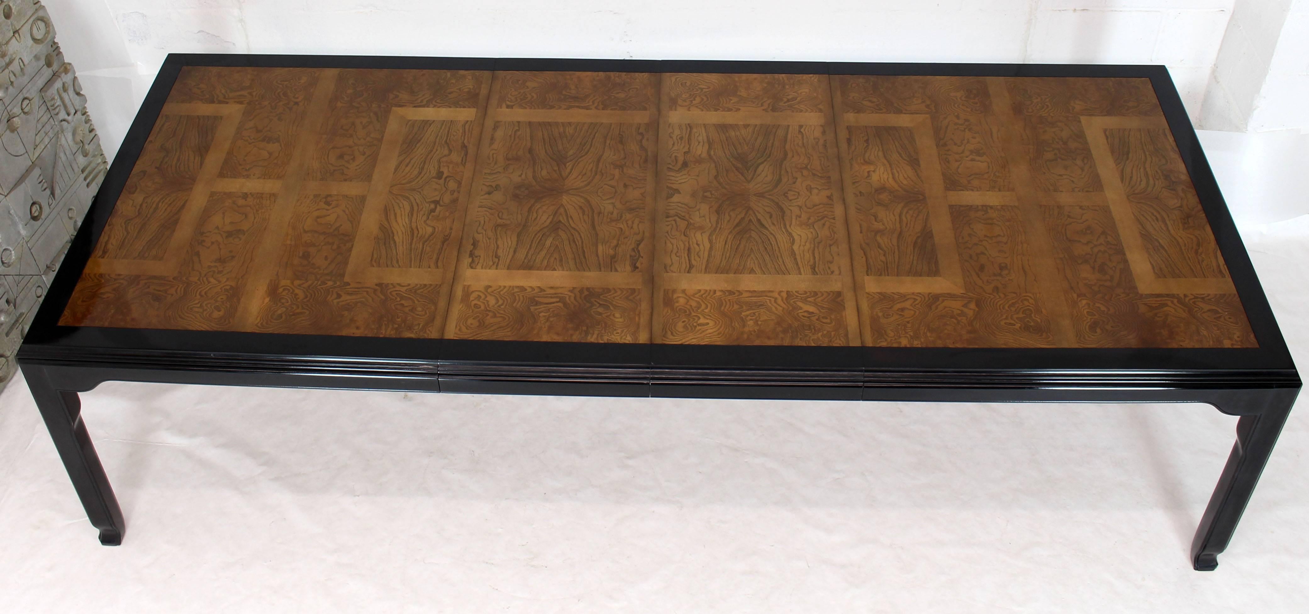 Burl Wood Black Lacquer Two Leaves Dining Table 6