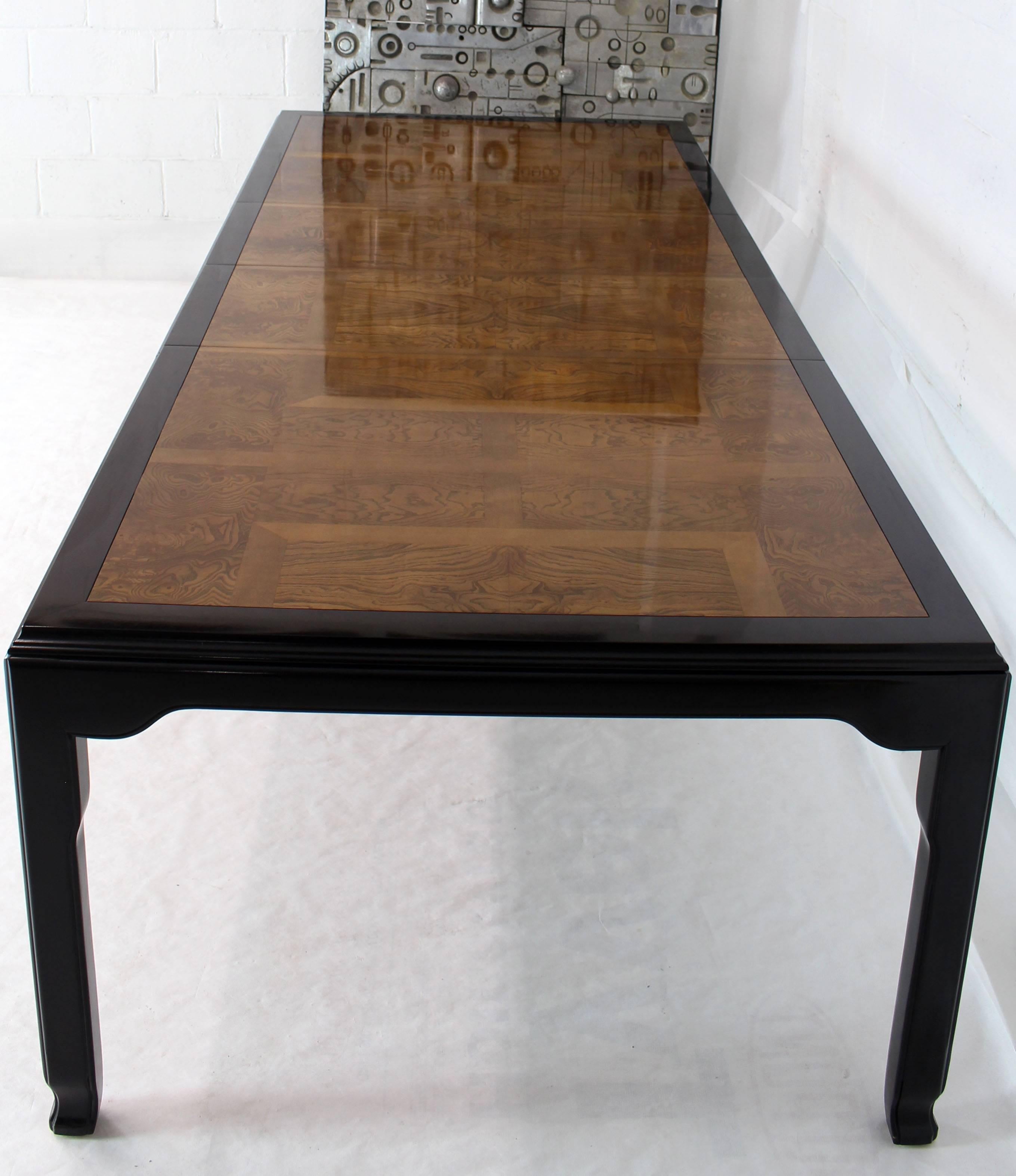 Burl Wood Black Lacquer Two Leaves Dining Table 2