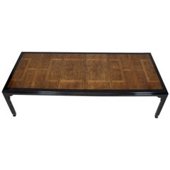 Burl Wood Black Lacquer Two Leaves Dining Table