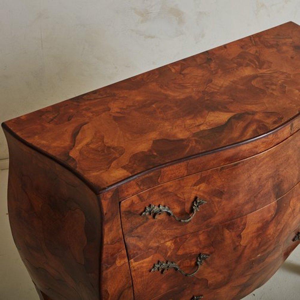 Burl Wood Bombe Chest of Drawers, Italy 1960s 6