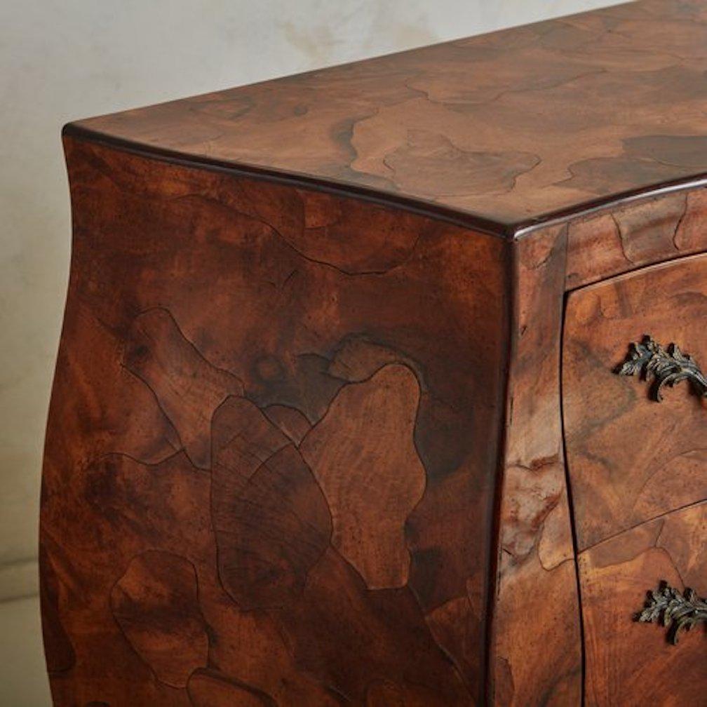 Burl Wood Bombe Chest of Drawers, Italy 1960s 8
