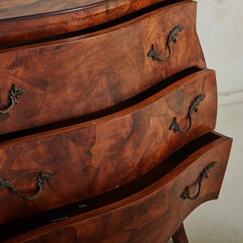 Burl Wood Bombe Chest of Drawers, Italy 1960s 2
