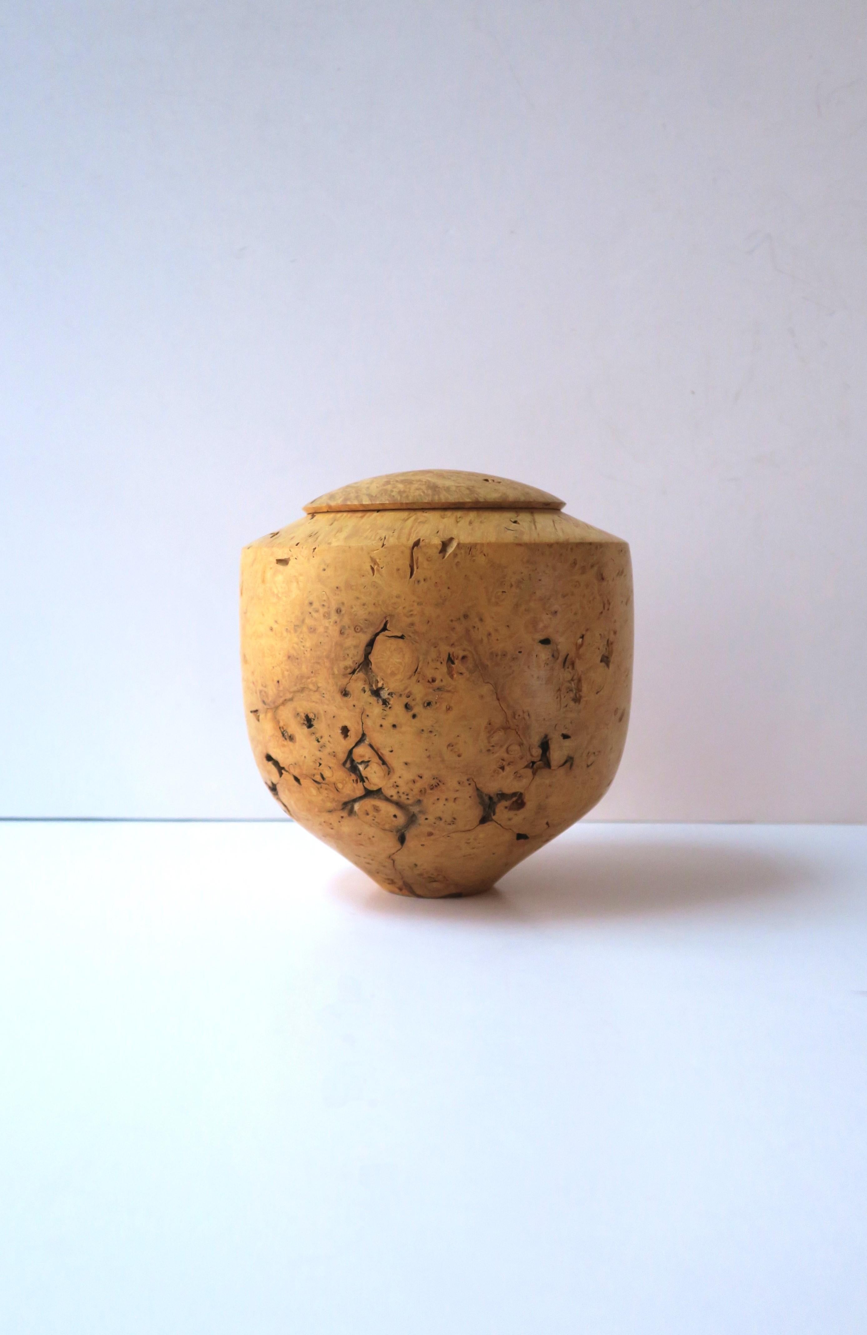 Hand-Carved Burl Wood Box Organic Modern Postmodern For Sale