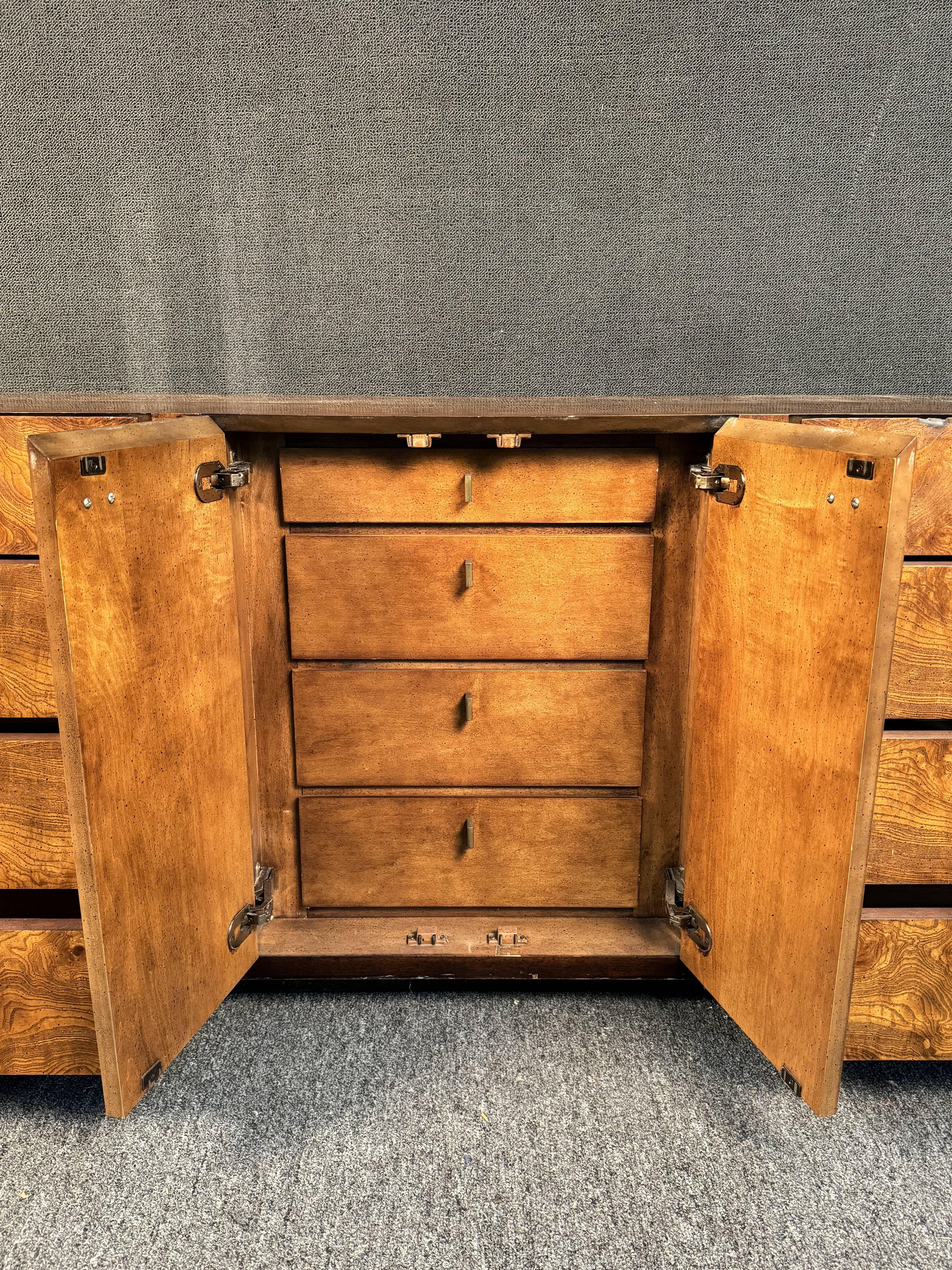 Burl Wood Brass Accent Dresser by Century Furniture For Sale 5