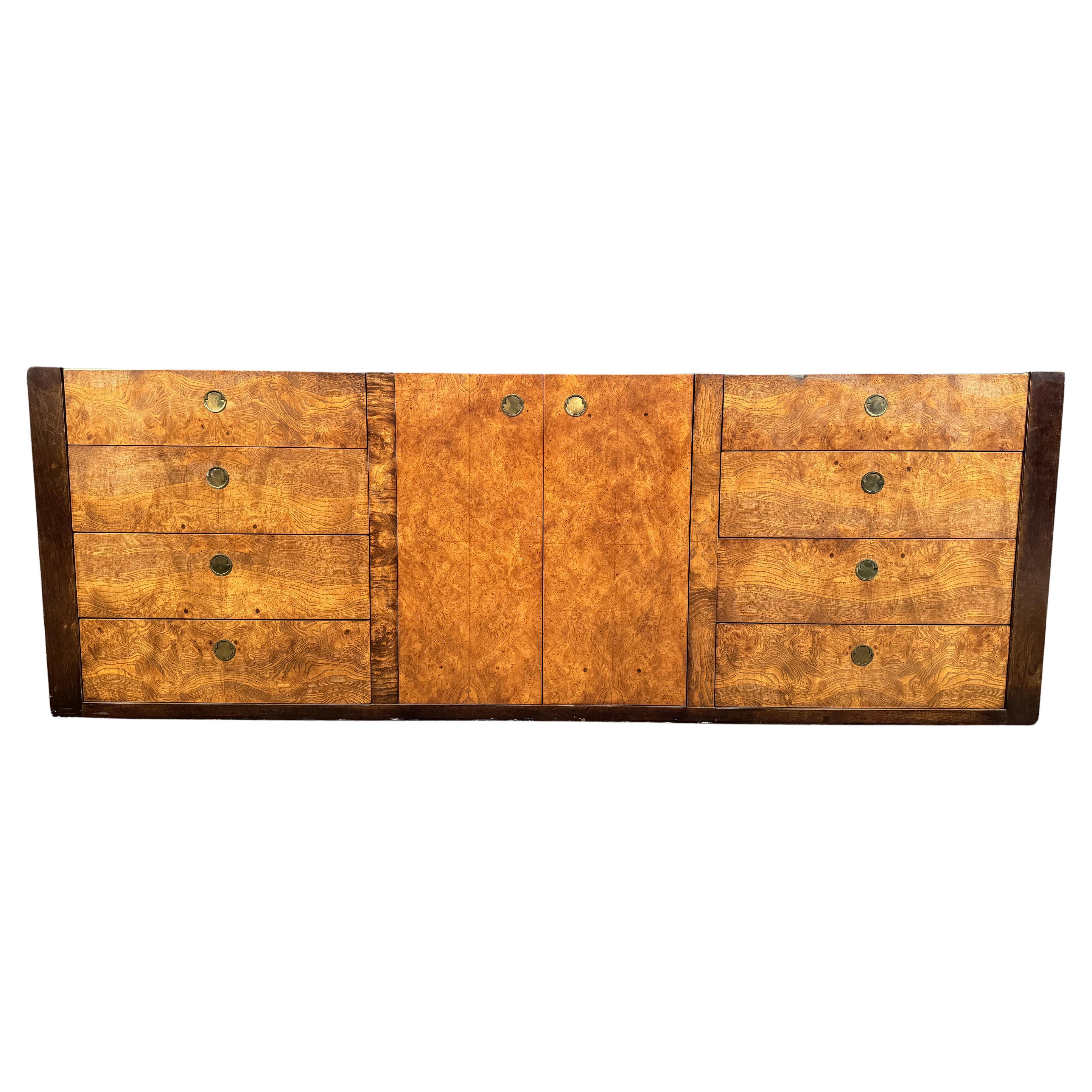 Burl Wood Brass Accent Dresser by Century Furniture