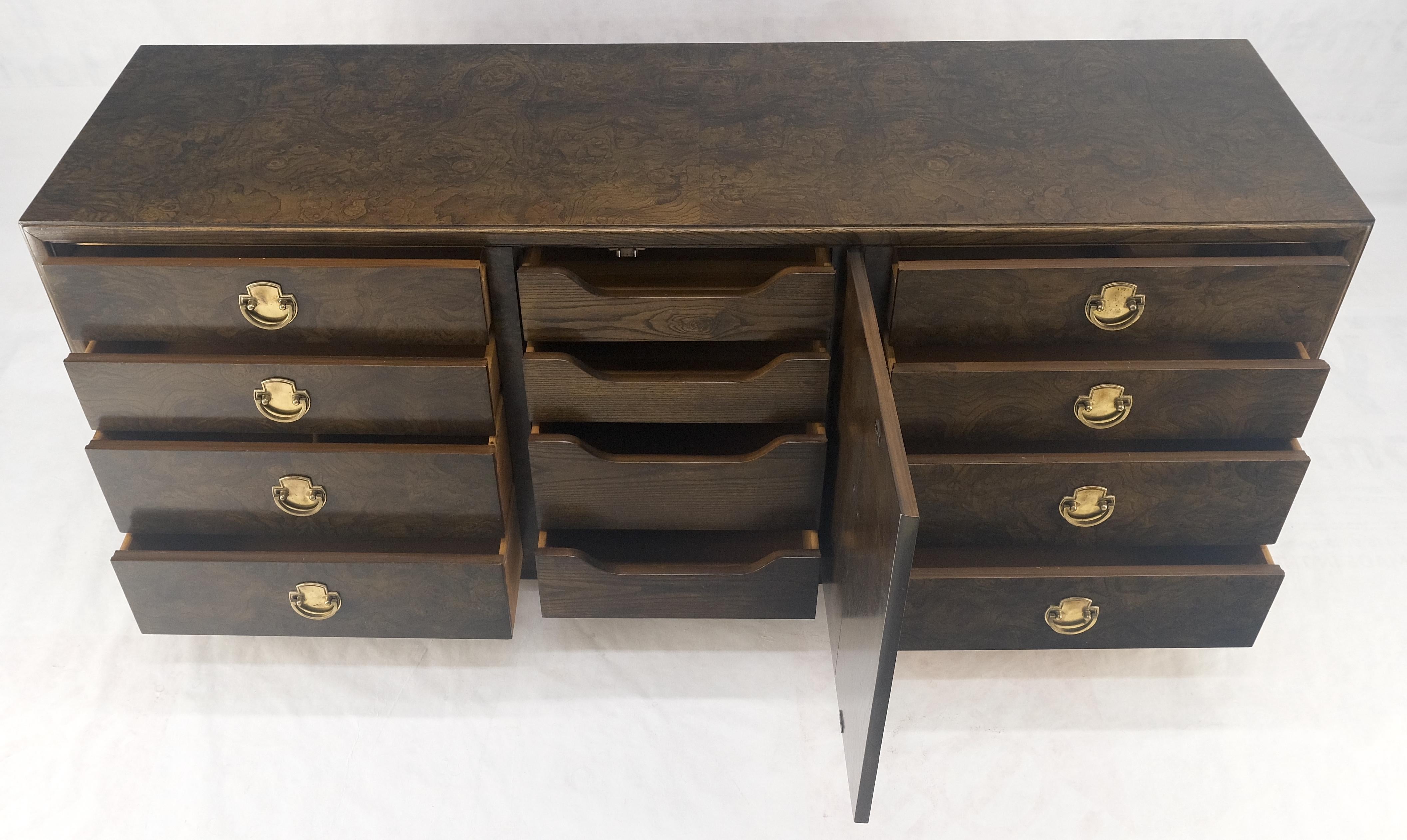 Mid-Century Modern Burl Wood Brass Hardware 2 Doors Compartment 68