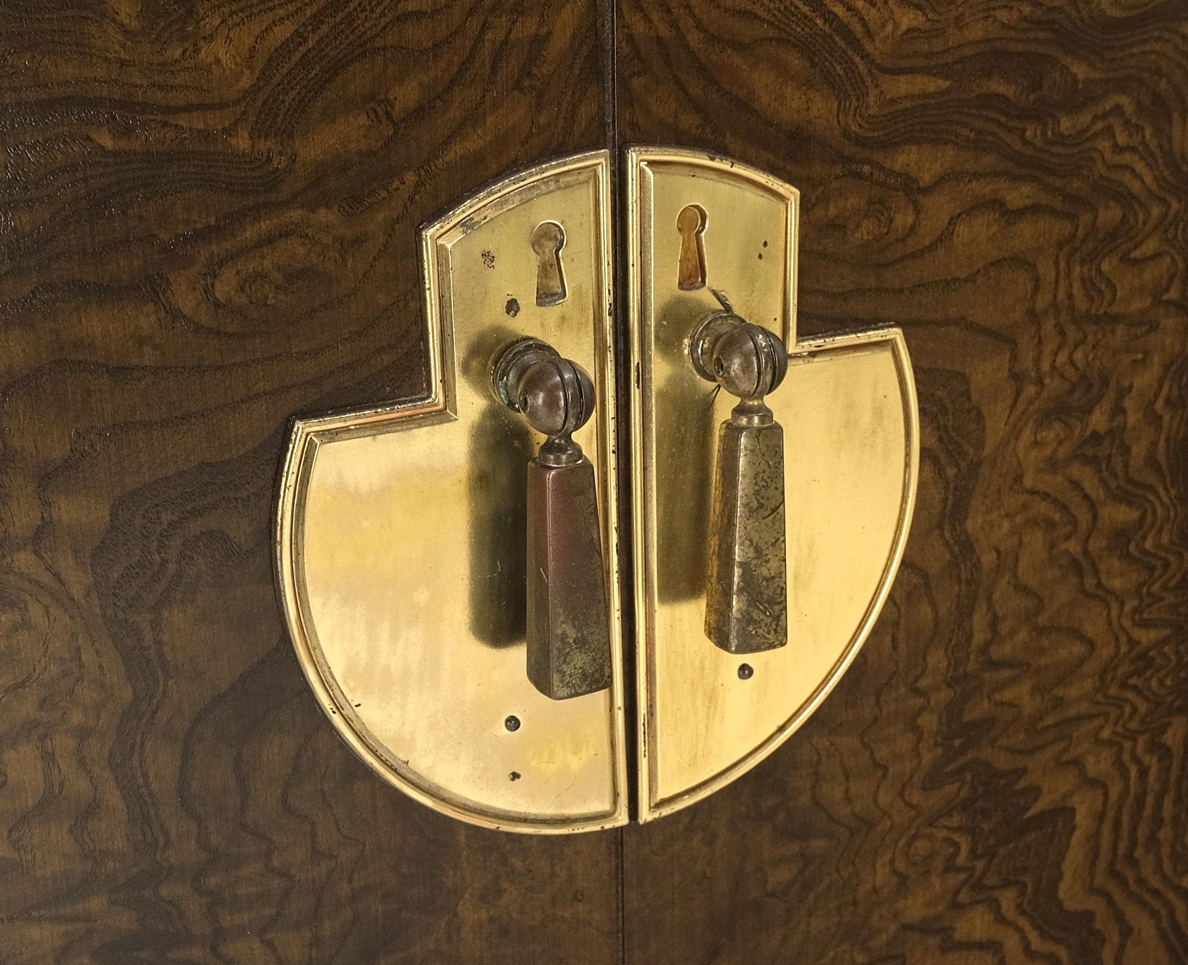 American Burl Wood Brass Hardware 2 Doors Compartment 68