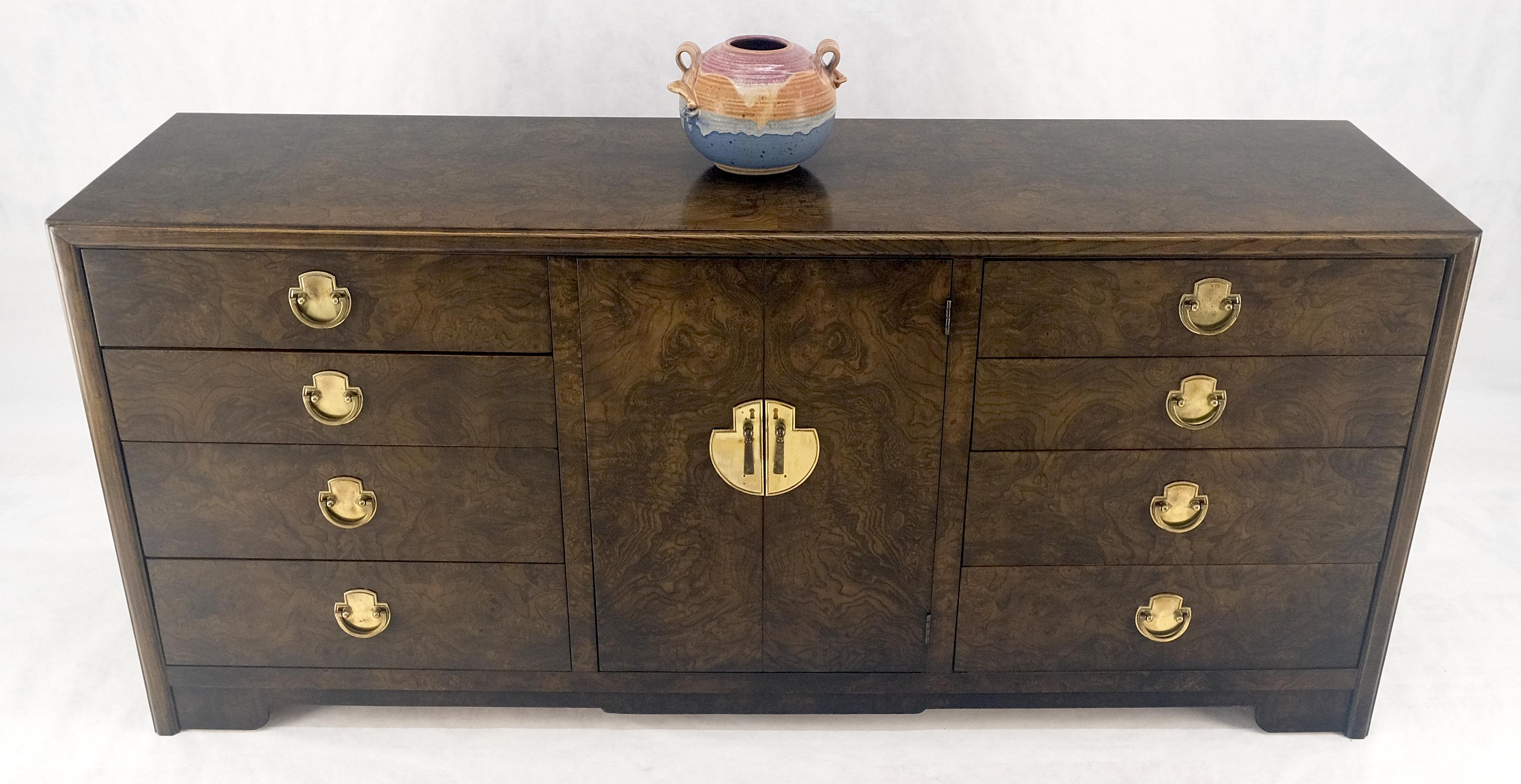 Lacquered Burl Wood Brass Hardware 2 Doors Compartment 68