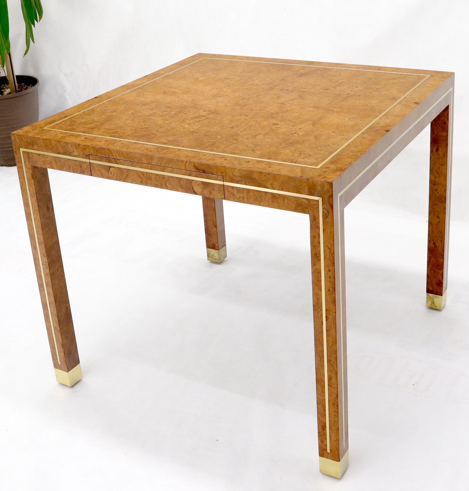 20th Century Burl Wood Brass Inlay Game Dining Table by Mastercraft