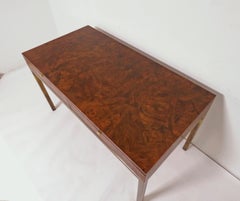 Burl Wood Bureau Plat Desk on Parson's Frame In the Manner of Milo Baughman