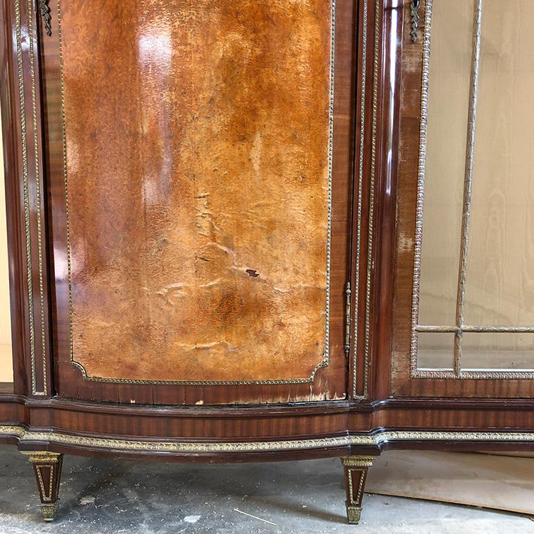 18th Century and Earlier Burl Biblio Cabinet or Vitrine 1700s Regency Louis XVI Style 18th Century France For Sale