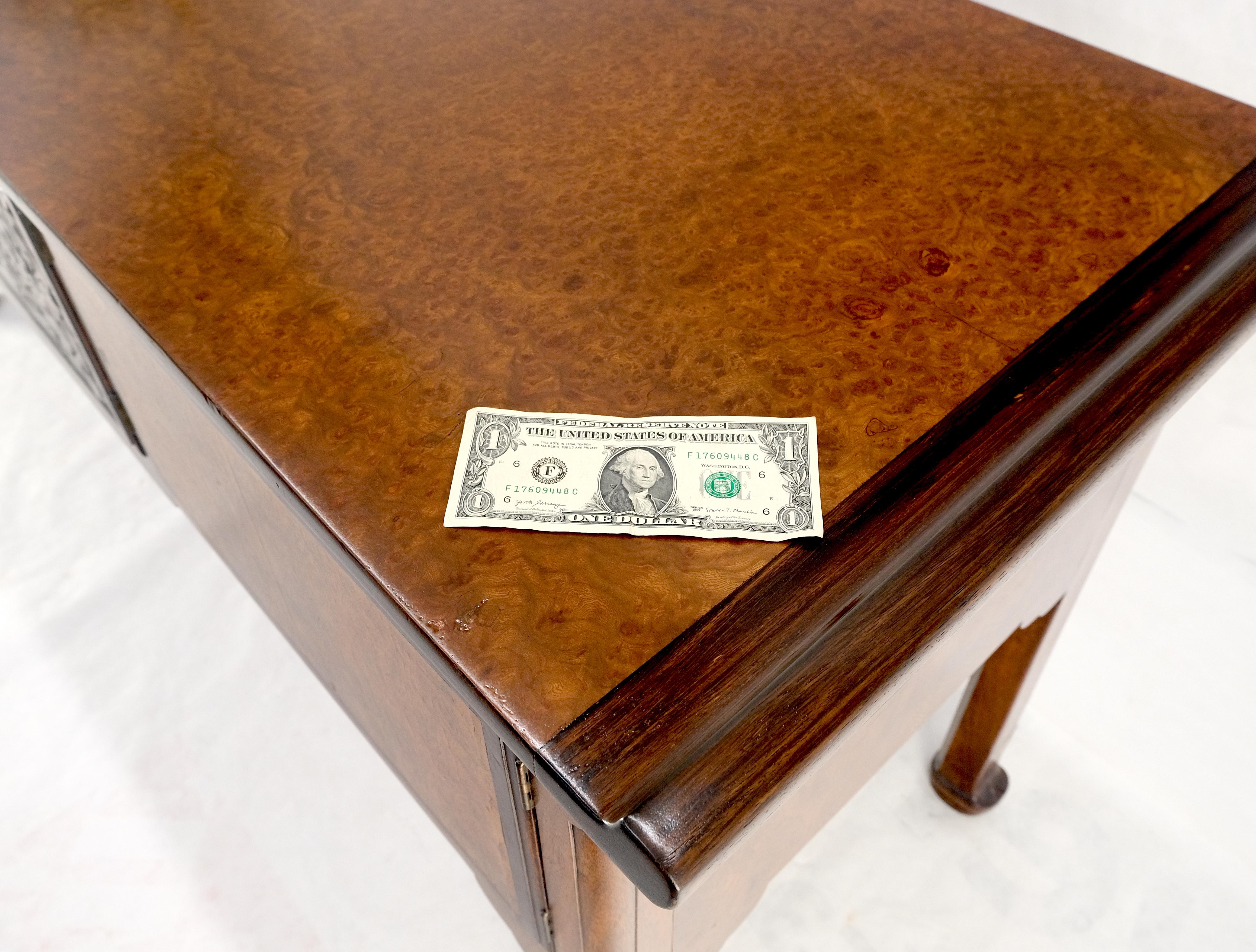 Burl Wood & Carved Solid Rosewood Rolled Edges 3 Door Compartment 72