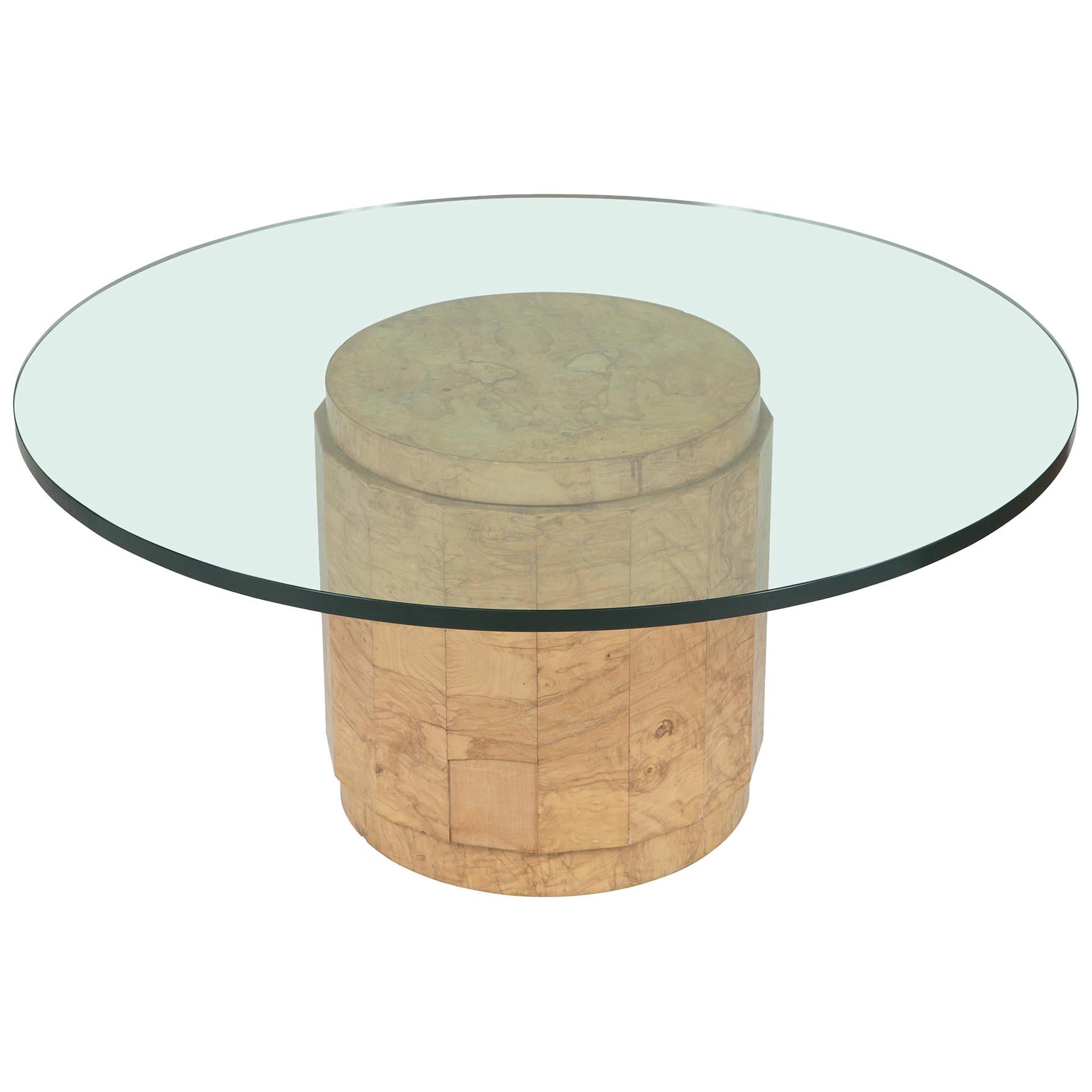 Table ronde de centre ou de cocktail en bois de ronce Edward Wormley pour Dunbar MCM  en vente