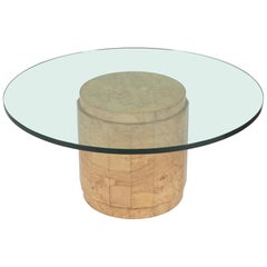 Table ronde de centre ou de cocktail en bois de ronce Edward Wormley pour Dunbar MCM 