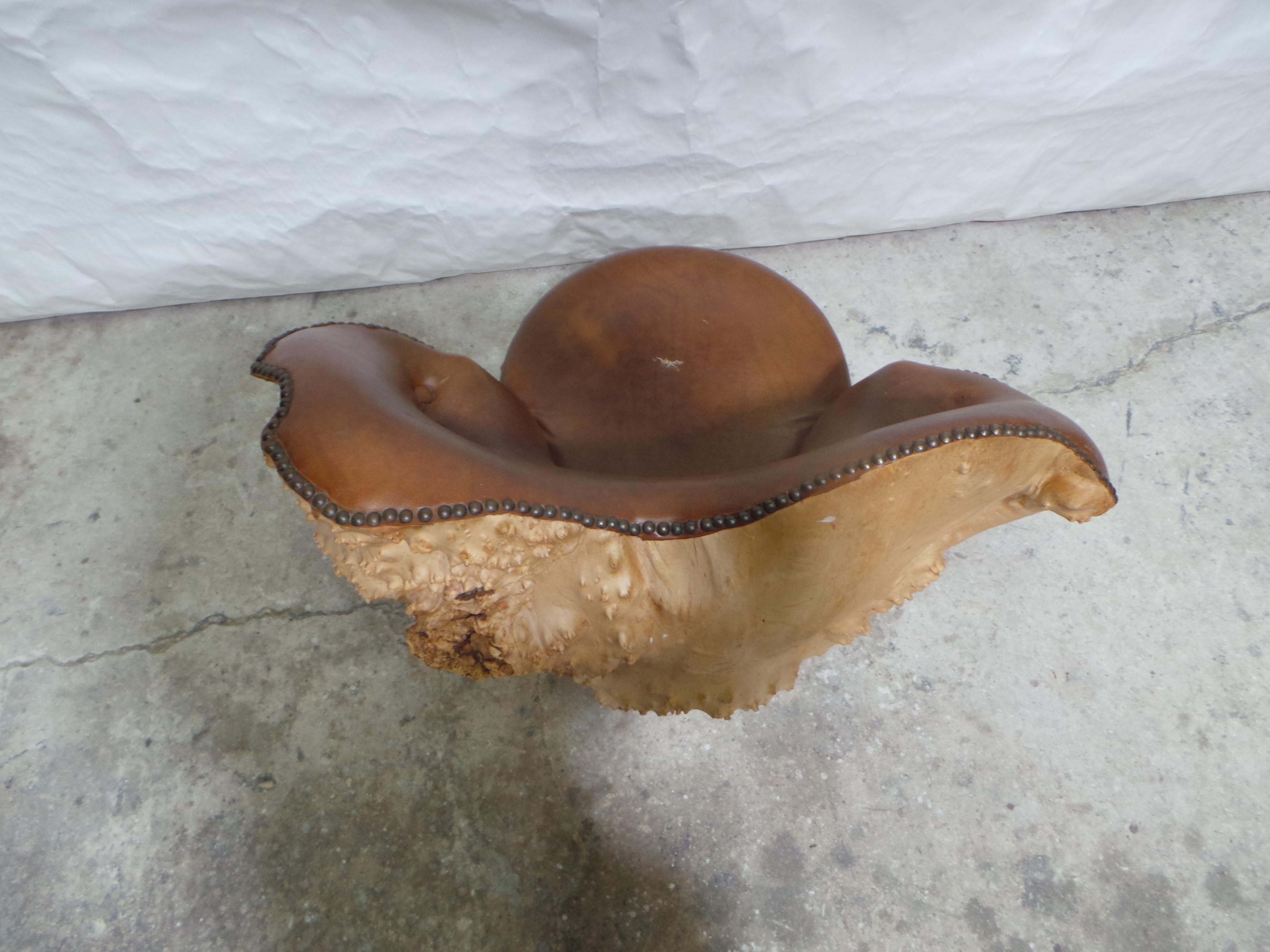 Late 20th Century Burl Wood Chair For Sale