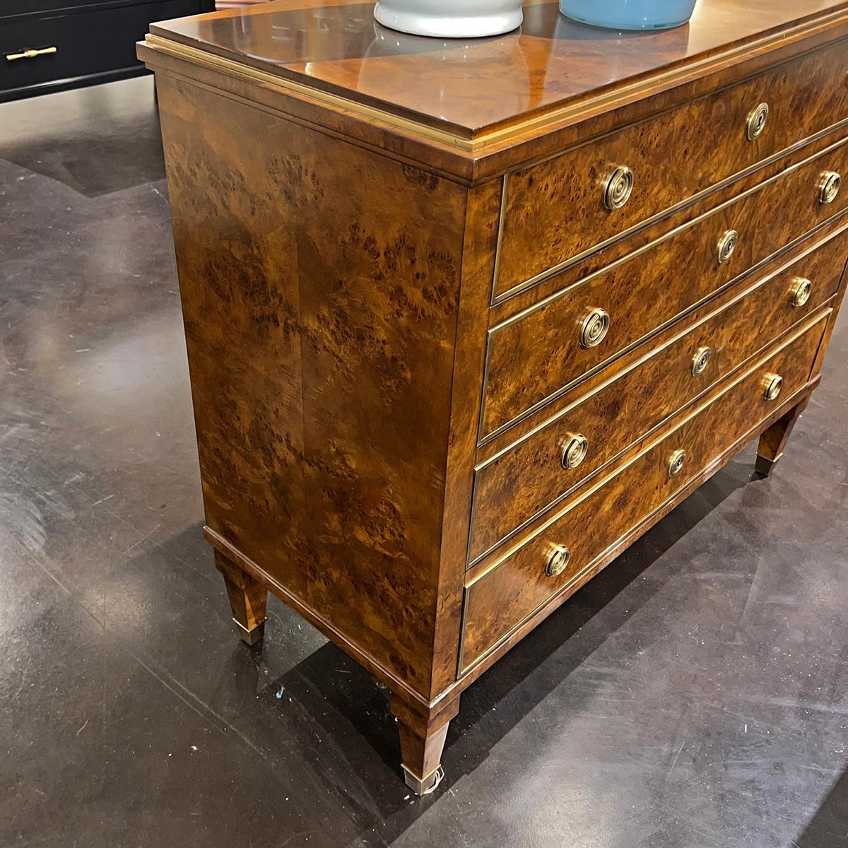 Neoclassical Burl Wood Chest of Drawers For Sale