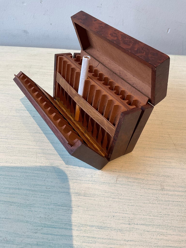 wood cigarette box Burl Wood Cigarette Box at 1stDibs
