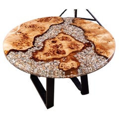 Burl Wood Coffee Table Contemporary Modern Coffee Table Round Wooden Resin Table