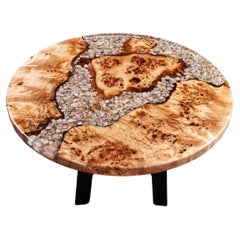 Burl Wood Coffee Table Contemporary Modern Coffee Table Round Wooden Resin Table