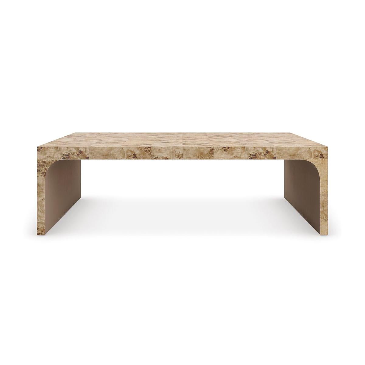 Contemporary Burl Wood Coffee Table For Sale