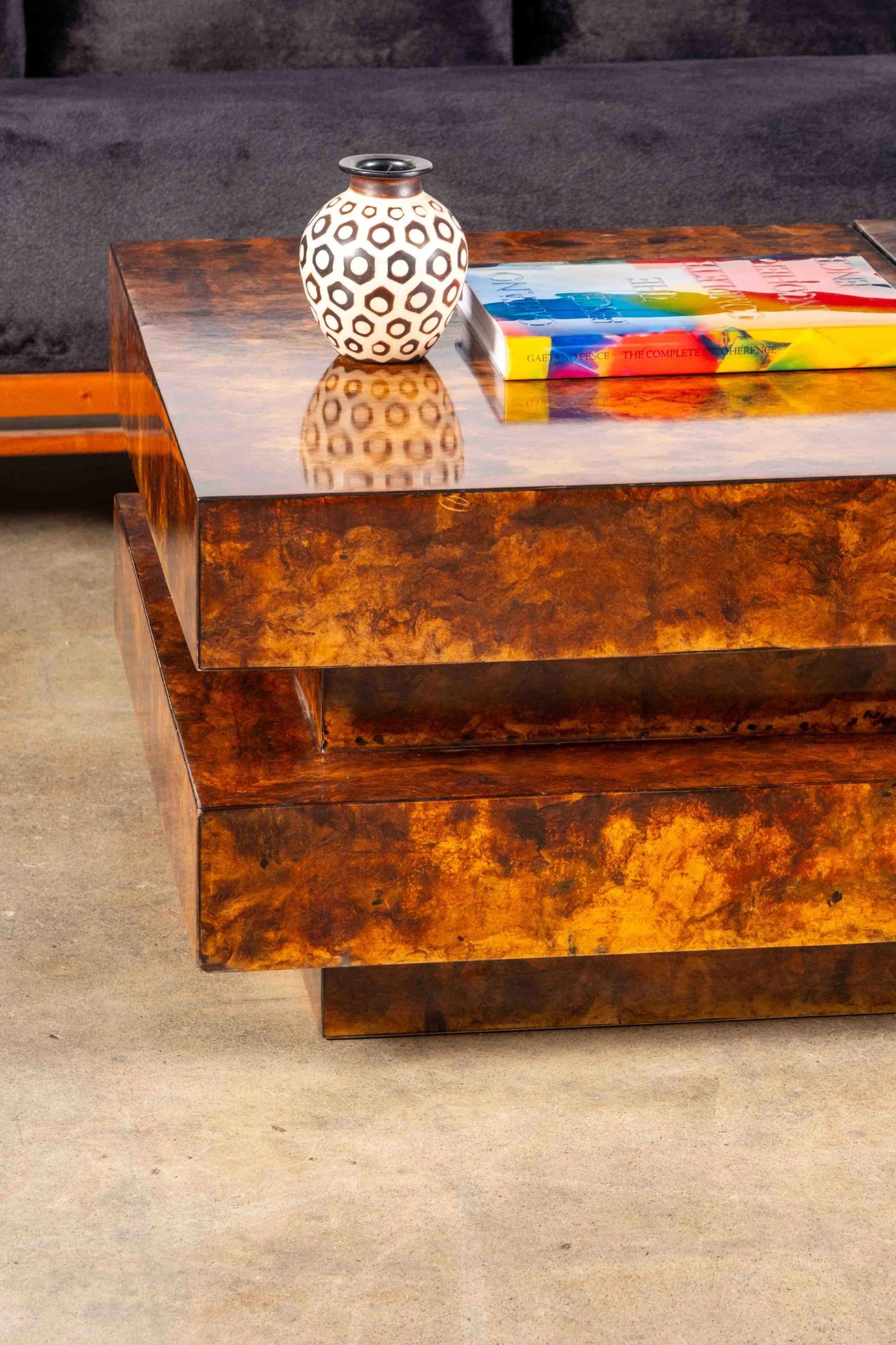 Burl Wood Coffee Table in the style of Aldo Tura 4