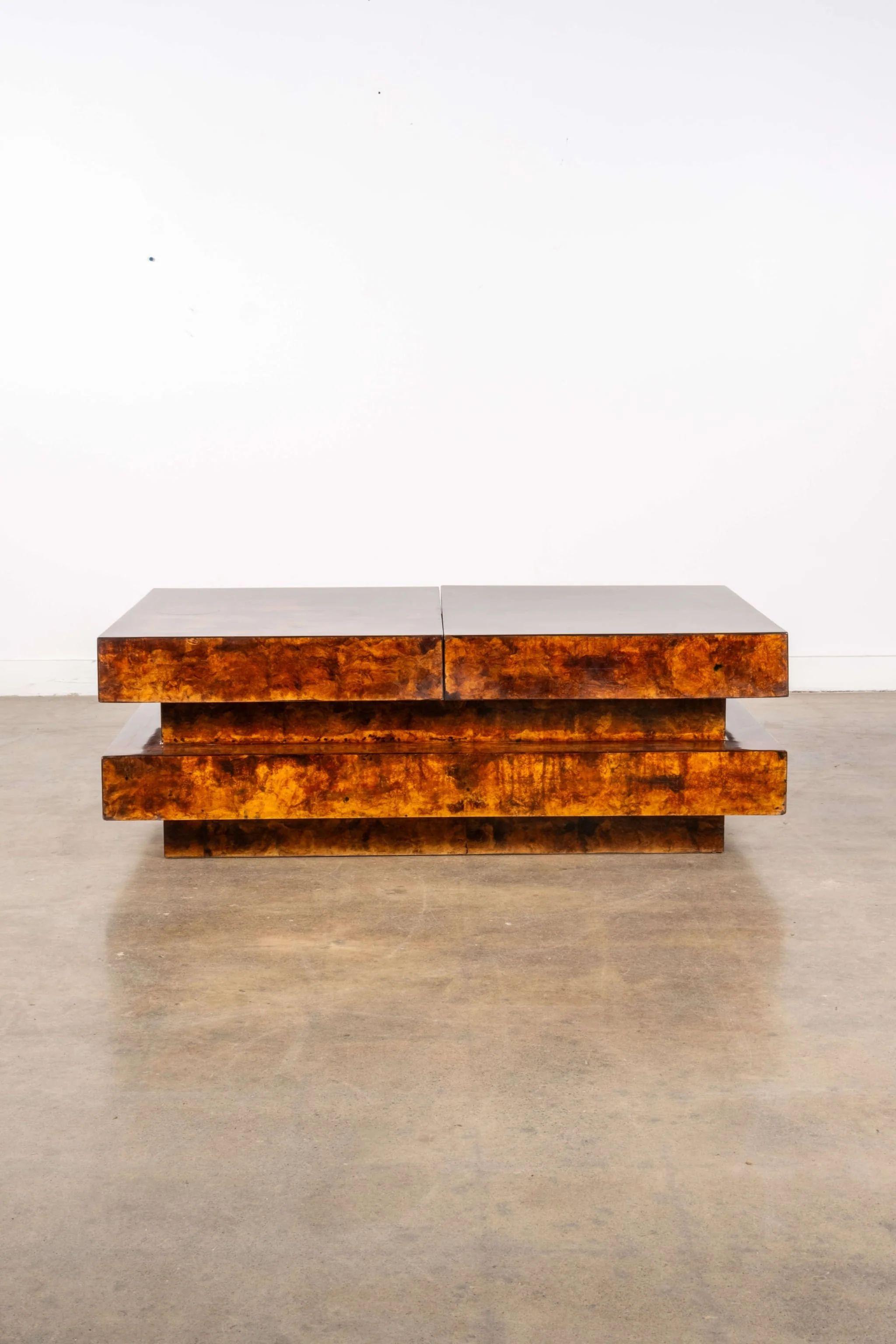 Burl Wood Coffee Table in the style of Aldo Tura 5