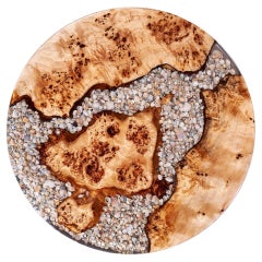 Burl Wood Coffee Table Round Wooden Resin Table Contemporary Modern Coffee Table