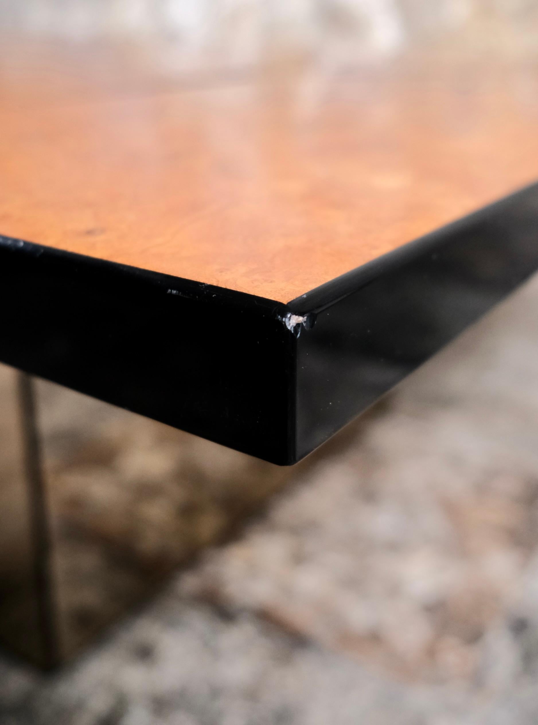 Burl wood coffee table with bar by Paul Michel for Roche Bobois, 1980s For Sale 11