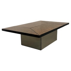 Tavolino in radica con barra di Paul Michel per Roche Bobois anni '80