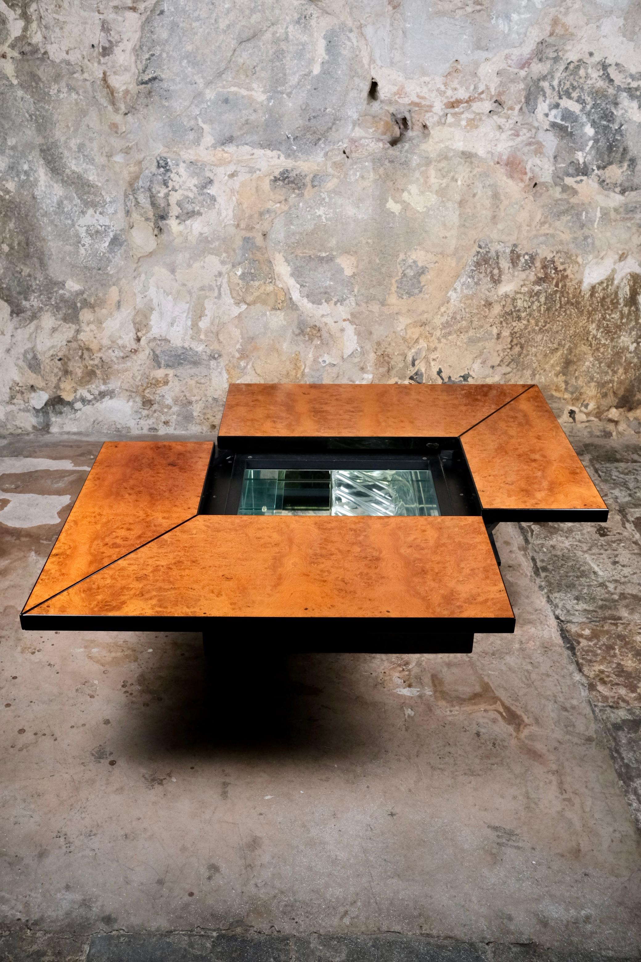Français Table basse avec bar par Paul Michel pour Roche Bobois, France, années 1980