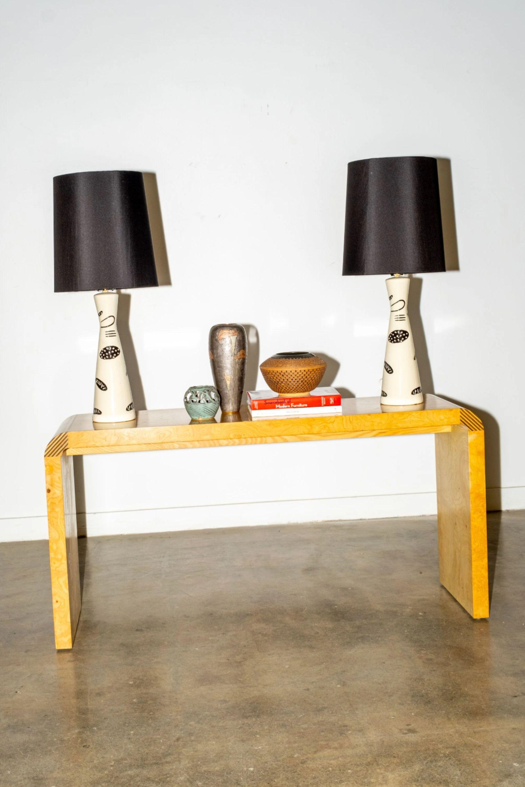 Modern Burl Wood Console Table