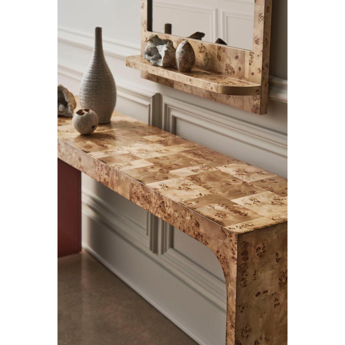 Modern Burl Wood Console Table For Sale