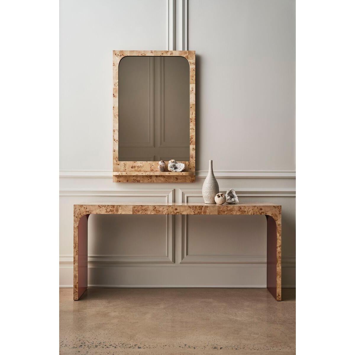 Modern Burl Wood Console Table For Sale