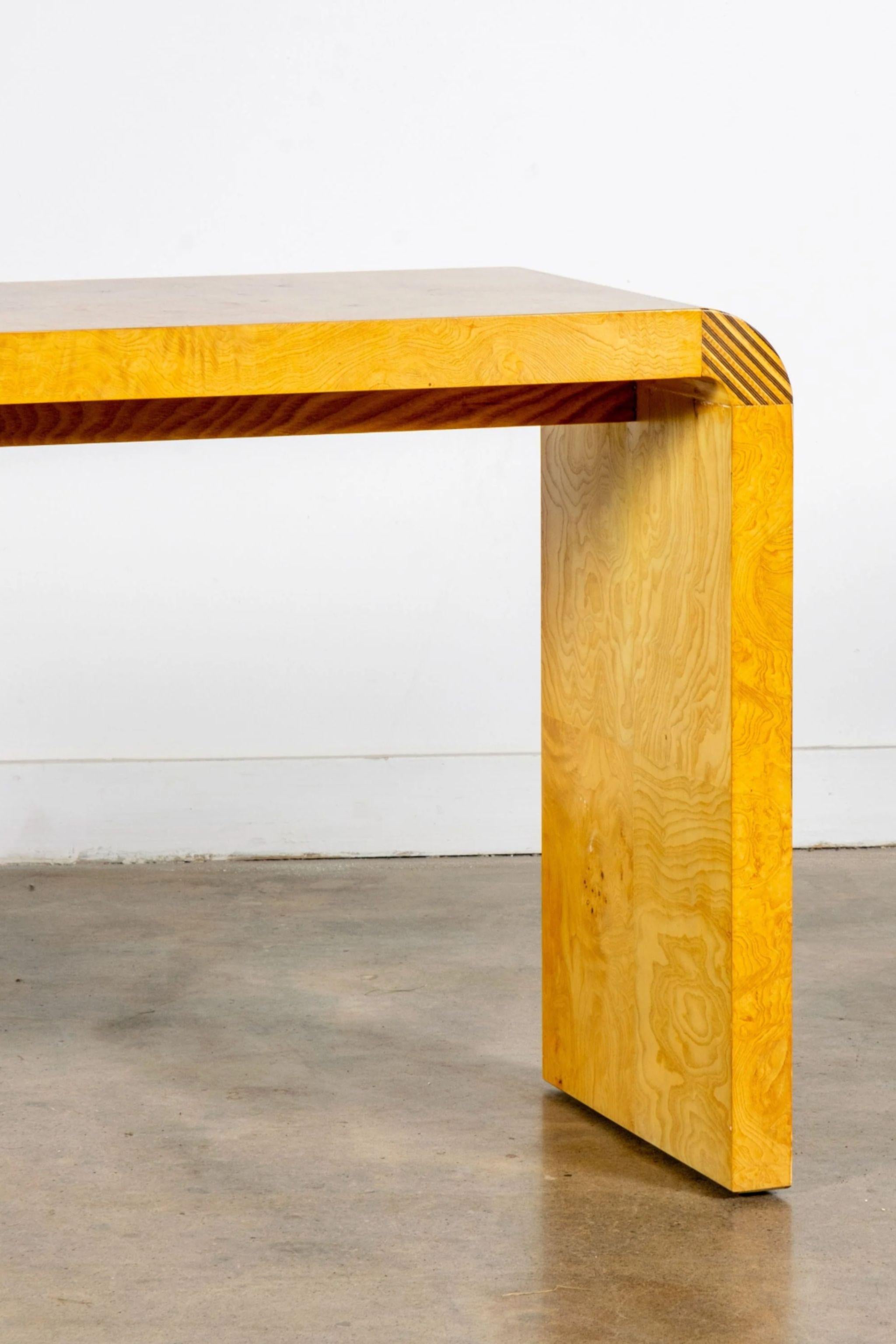 Mid-20th Century Burl Wood Console Table