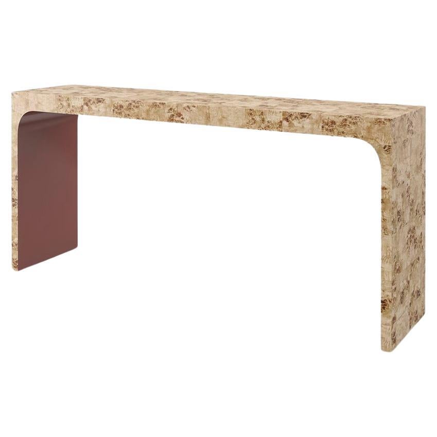 Burl Wood Console Table For Sale