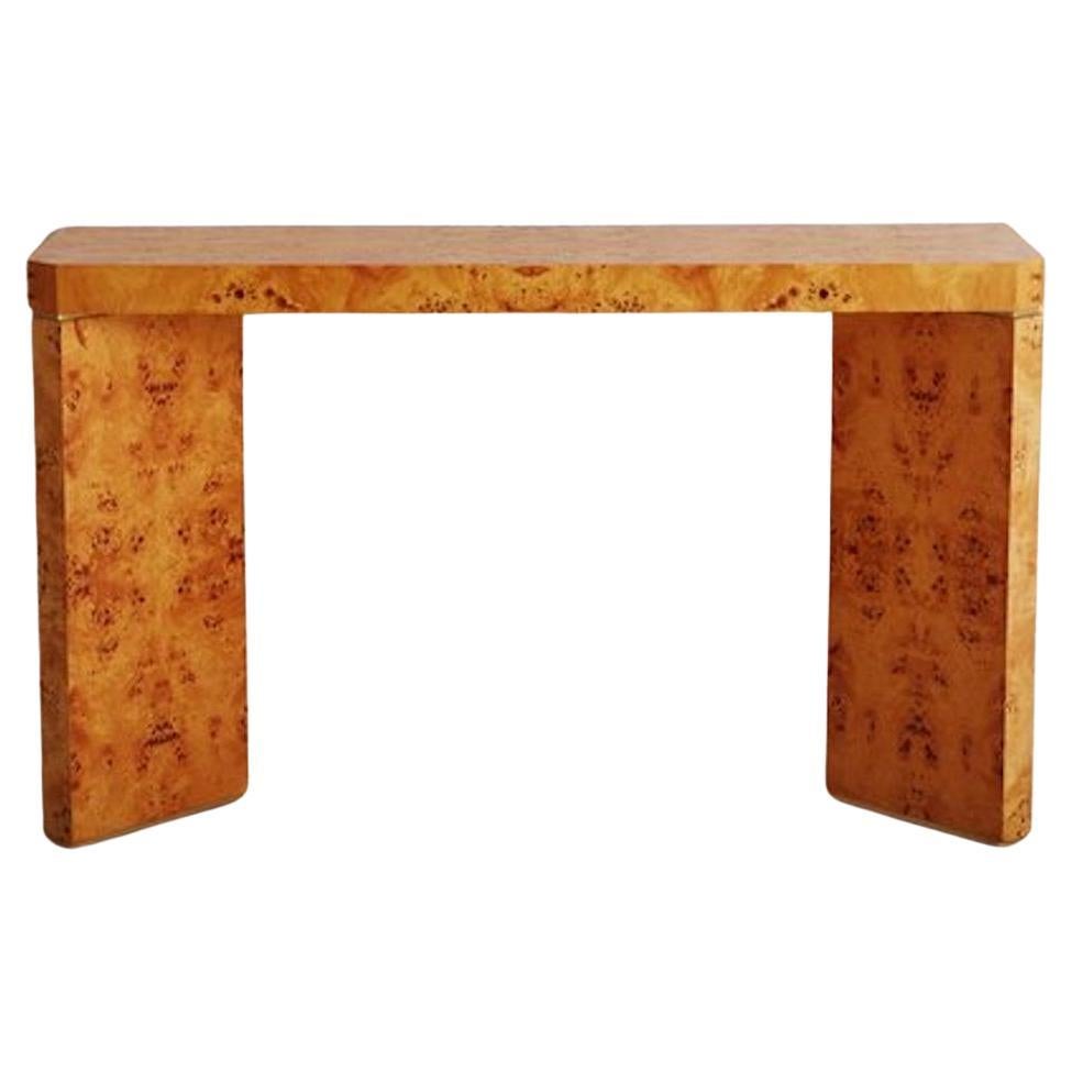 Burl Wood Console Table, France 20th Century