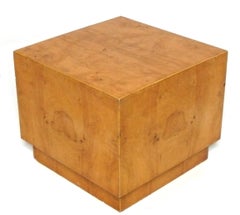Burl Wood Cube Table attributed to Milo Baughman Mid Century Modern